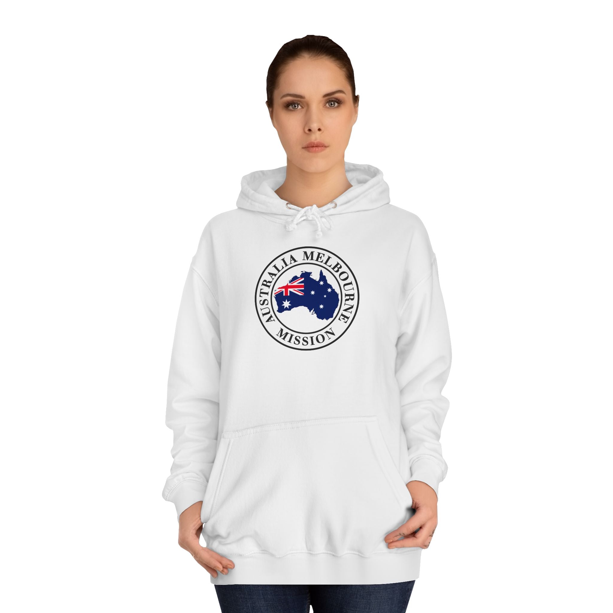 Australia Melbourne Mission Flag Logo (White Border) College Hoodie - Mission Wishlist - LDS Missionary Gift Store
