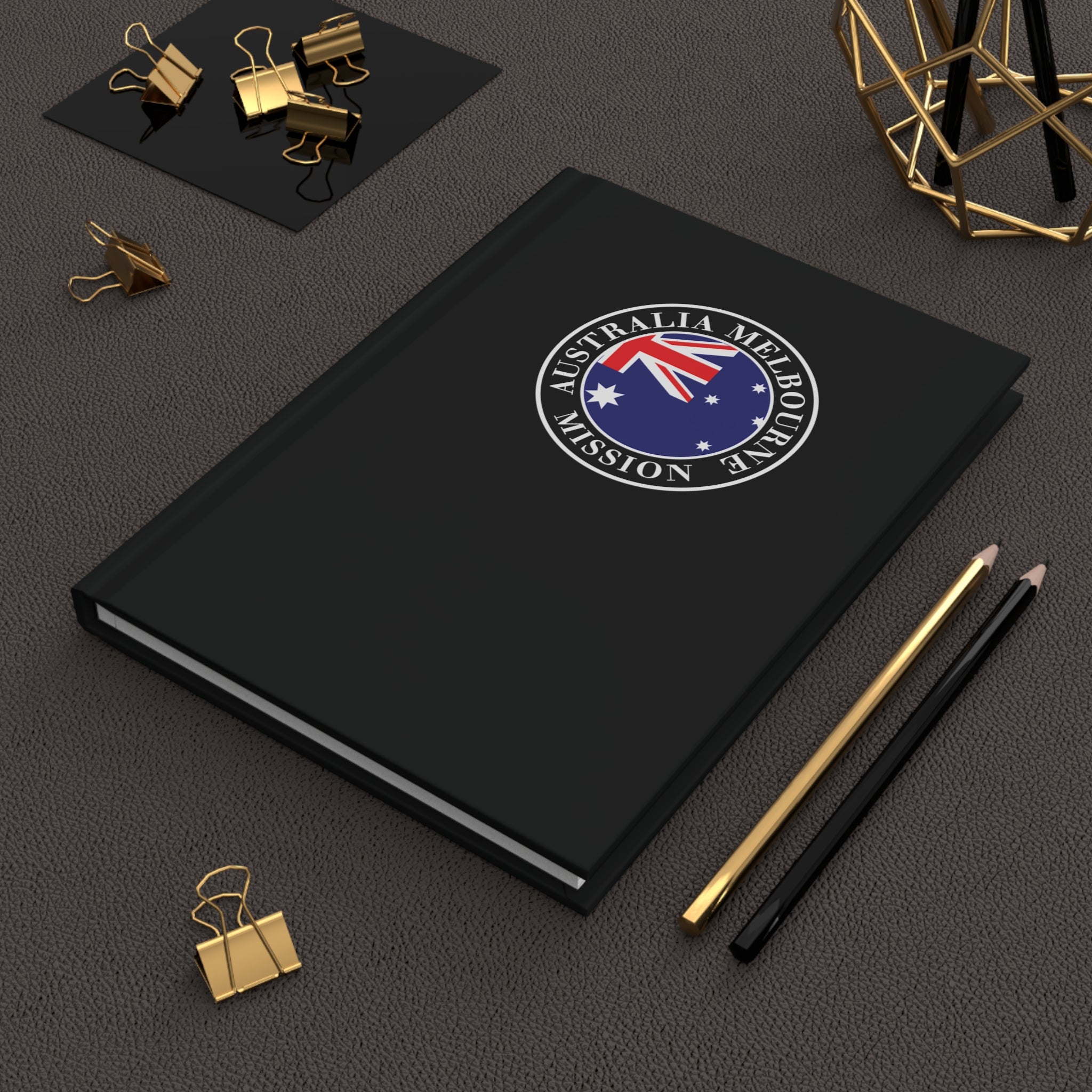 Australia Melbourne Mission Logo Design Black Hardcover Journal Matte - Mission Wishlist - LDS Missionary Gift Store