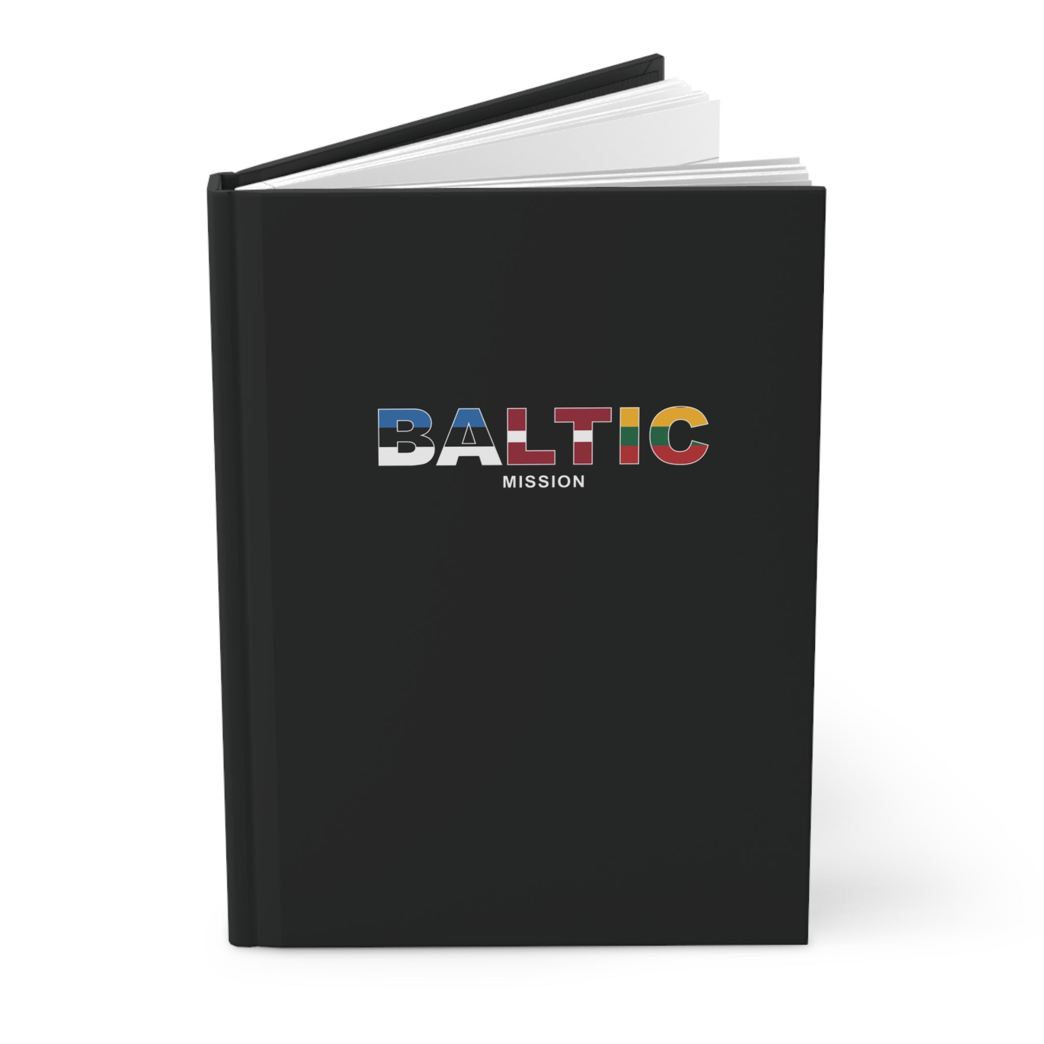Baltic Mission Flag Title Black Hardcover Journal Matte - Mission Wishlist - LDS Missionary Gift Store