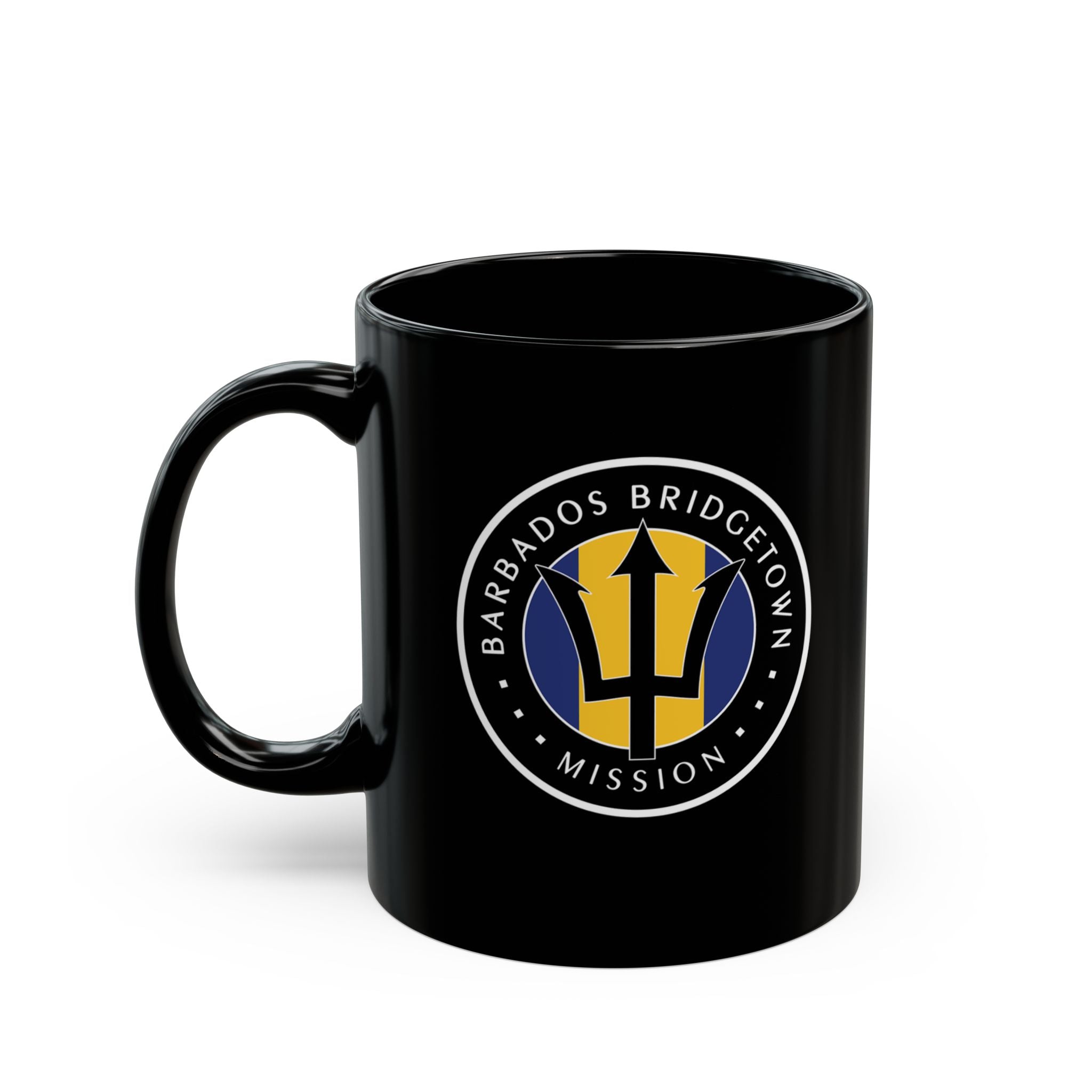 Barbados Bridgetown Mission Circular Flag Black Ceramic Mug - Mission Wishlist - LDS Missionary Gift Store