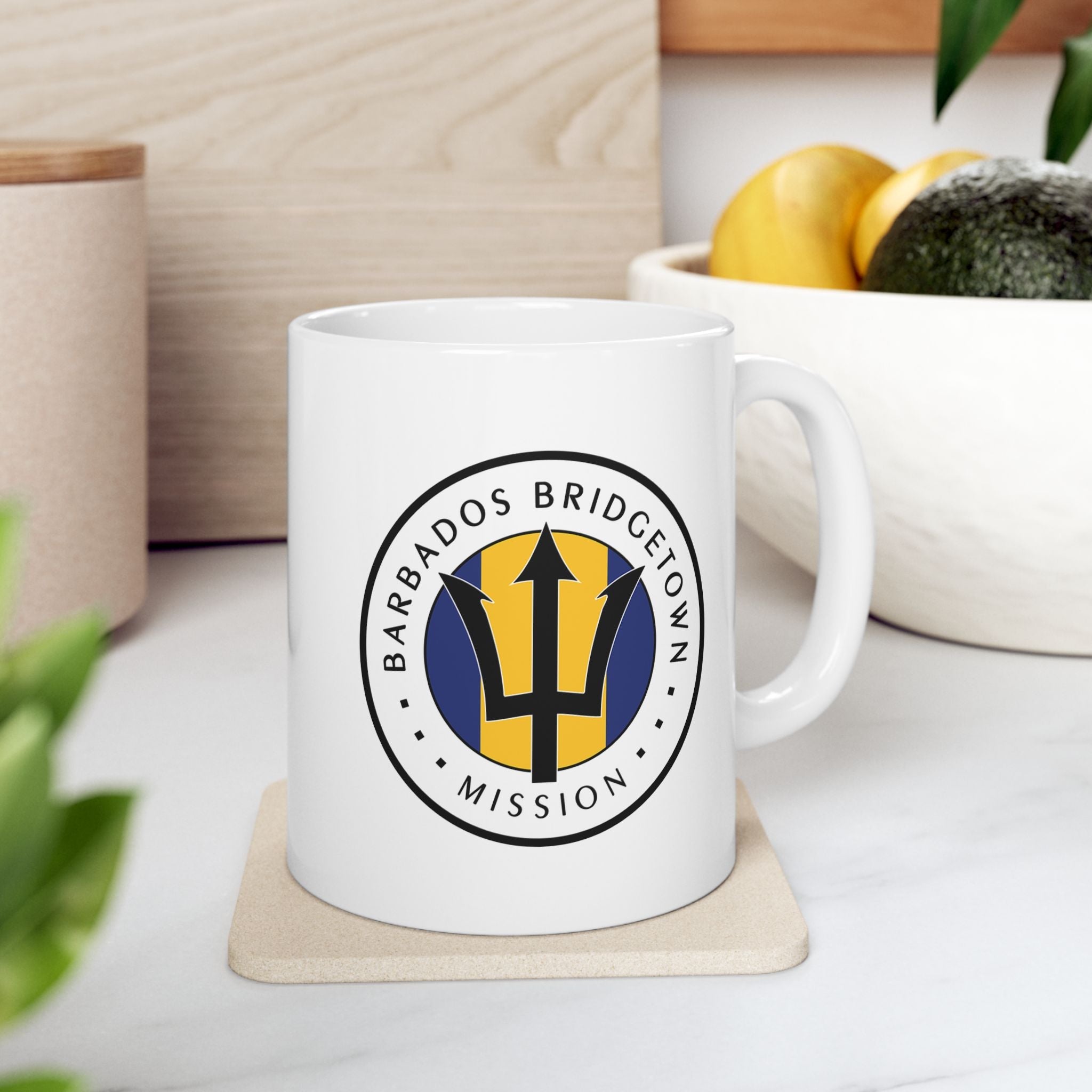 Barbados Bridgetown Mission Circular Flag White Ceramic Mug - Mission Wishlist - LDS Missionary Gift Store