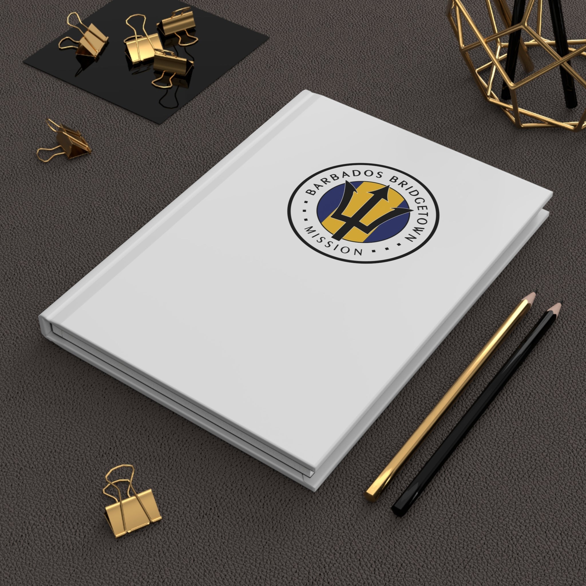 Barbados Bridgetown Mission Logo Design White Hardcover Journal Matte - Mission Wishlist - LDS Missionary Gift Store