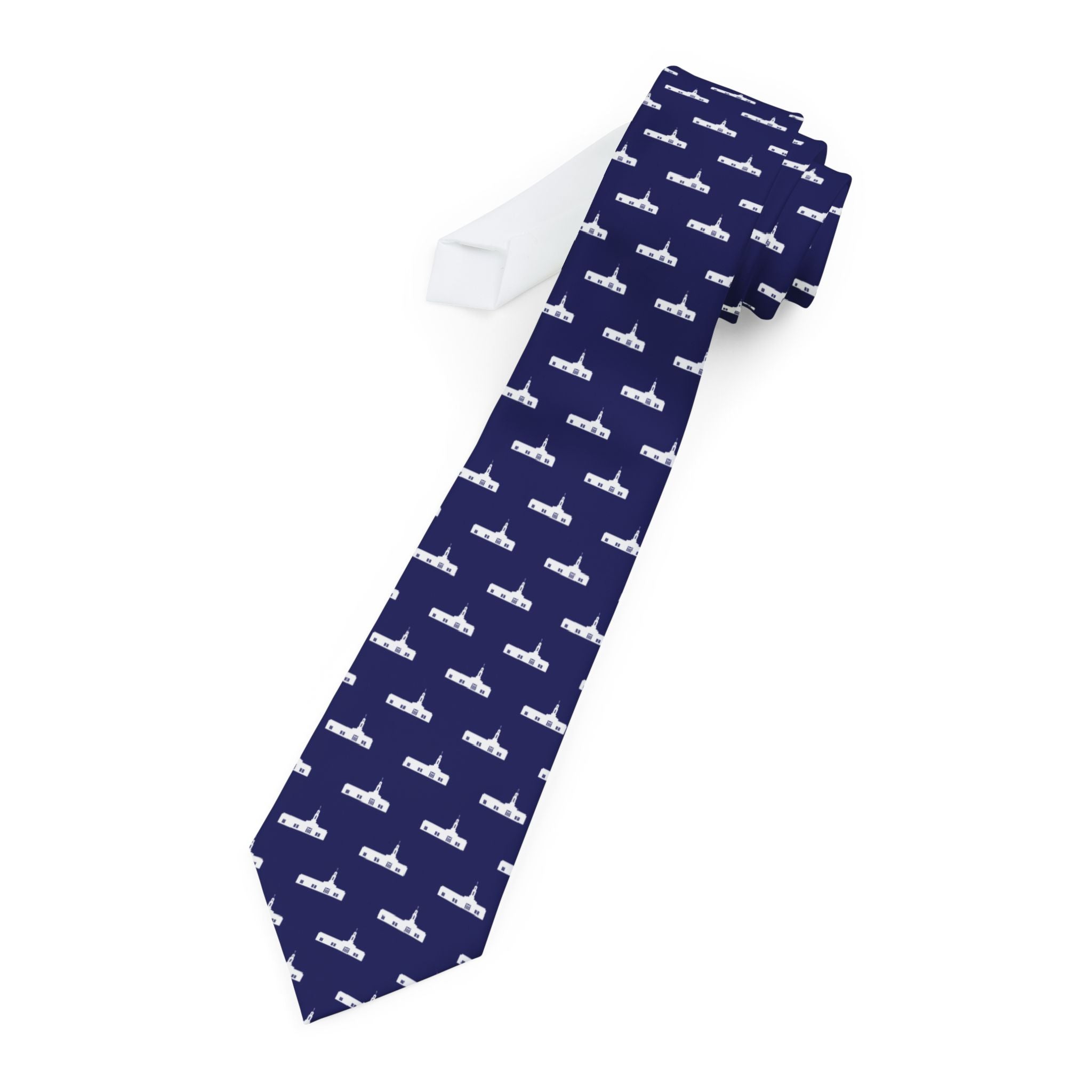 Baton Rouge Louisiana Temple Patterned Neck Tie for Elders (Blue) - Mission Wishlist - LDS Missionary Gift Store