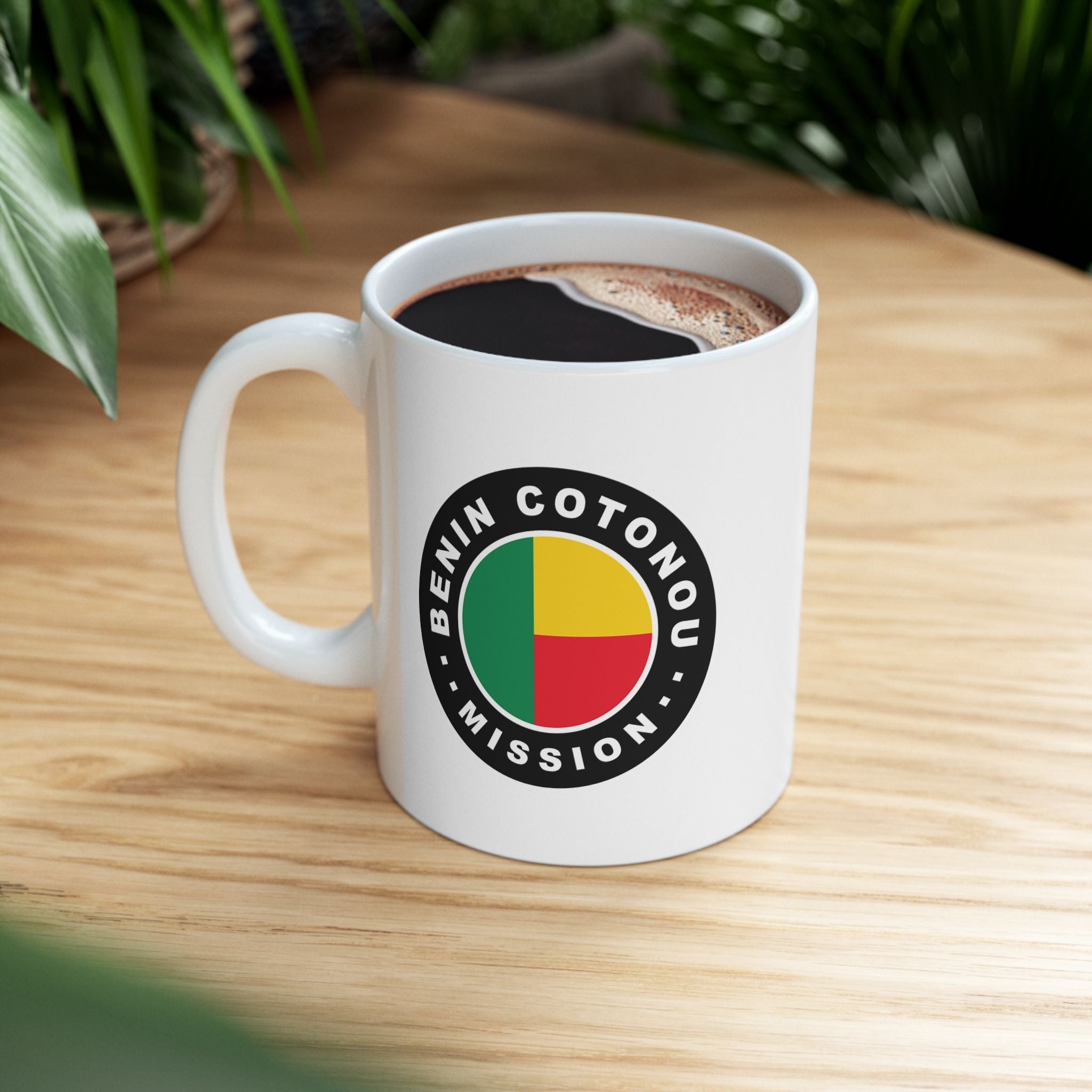 Benin Cotonou Mission Circular Flag White Ceramic Mug - Latter-Day Saint LDS Missionary Gift - Book of Mormon