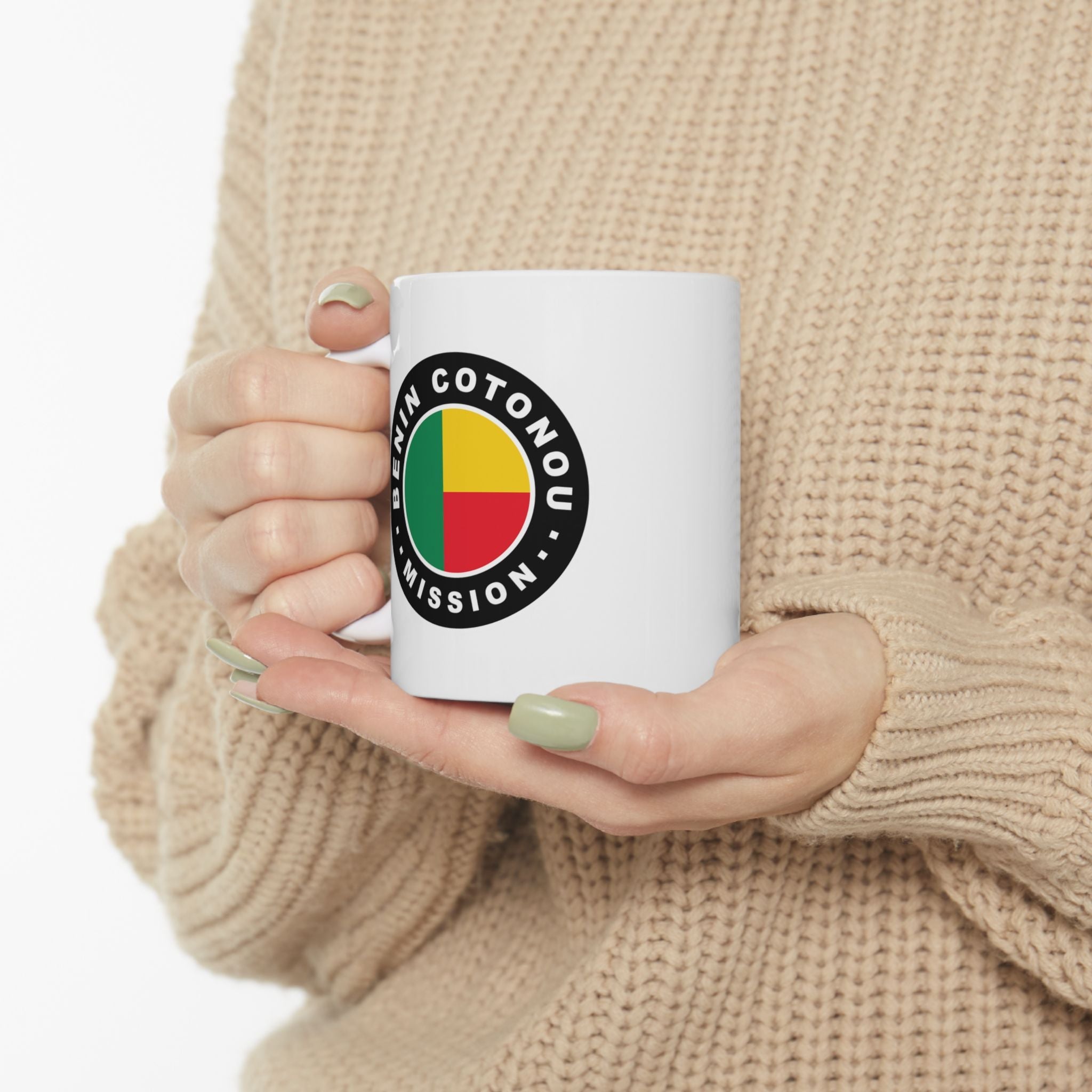 Benin Cotonou Mission Circular Flag White Ceramic Mug - Latter-Day Saint LDS Missionary Gift - Book of Mormon