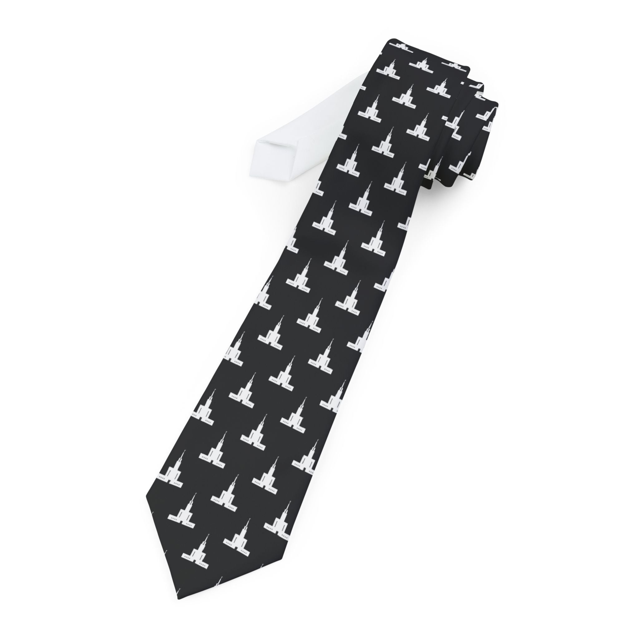 Bern Switzerland Temple Patterned Neck Tie for Elders (Black) - Mission Wishlist - LDS Missionary Gift Store