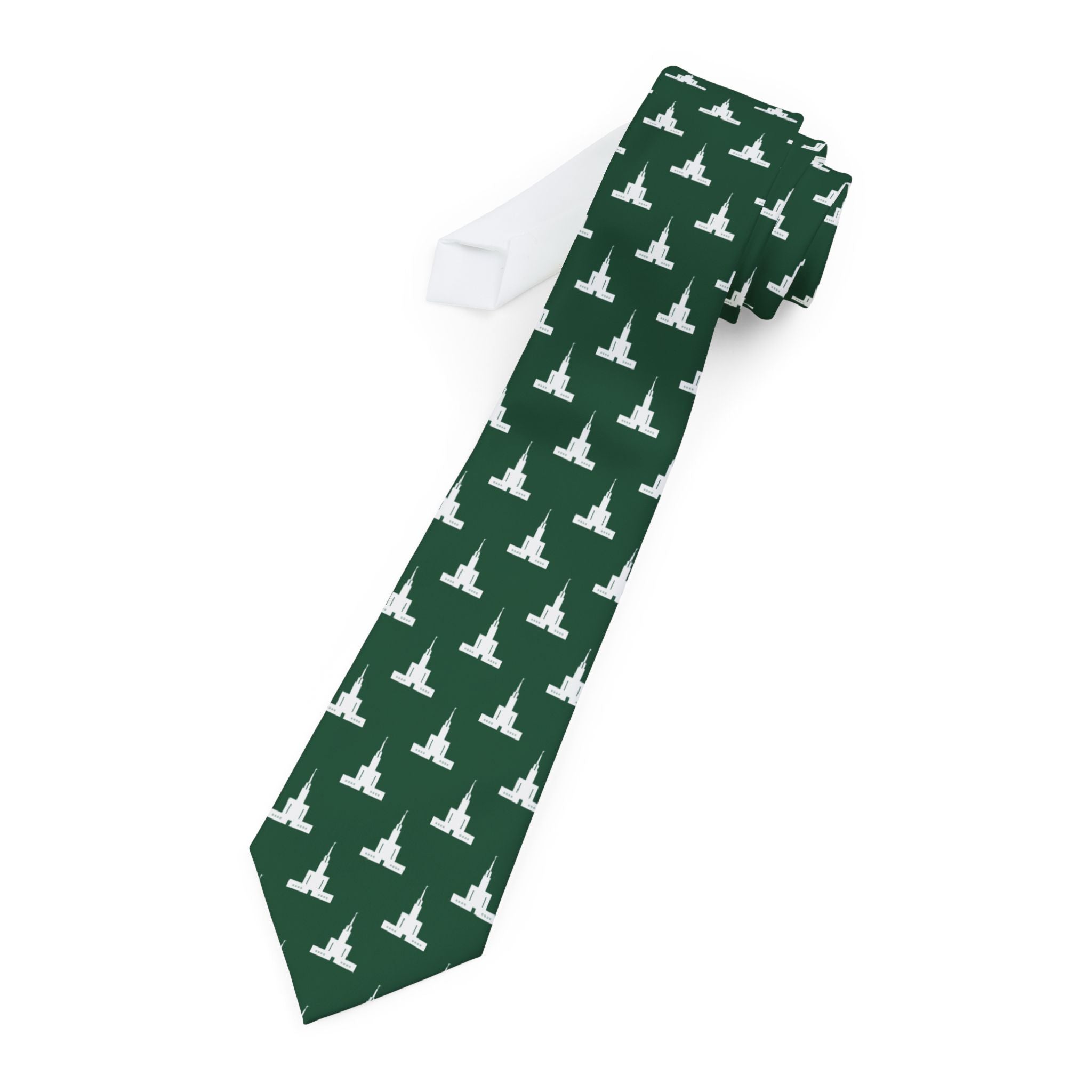 Bern Switzerland Temple Patterned Neck Tie for Elders (Green) - Mission Wishlist - LDS Missionary Gift Store