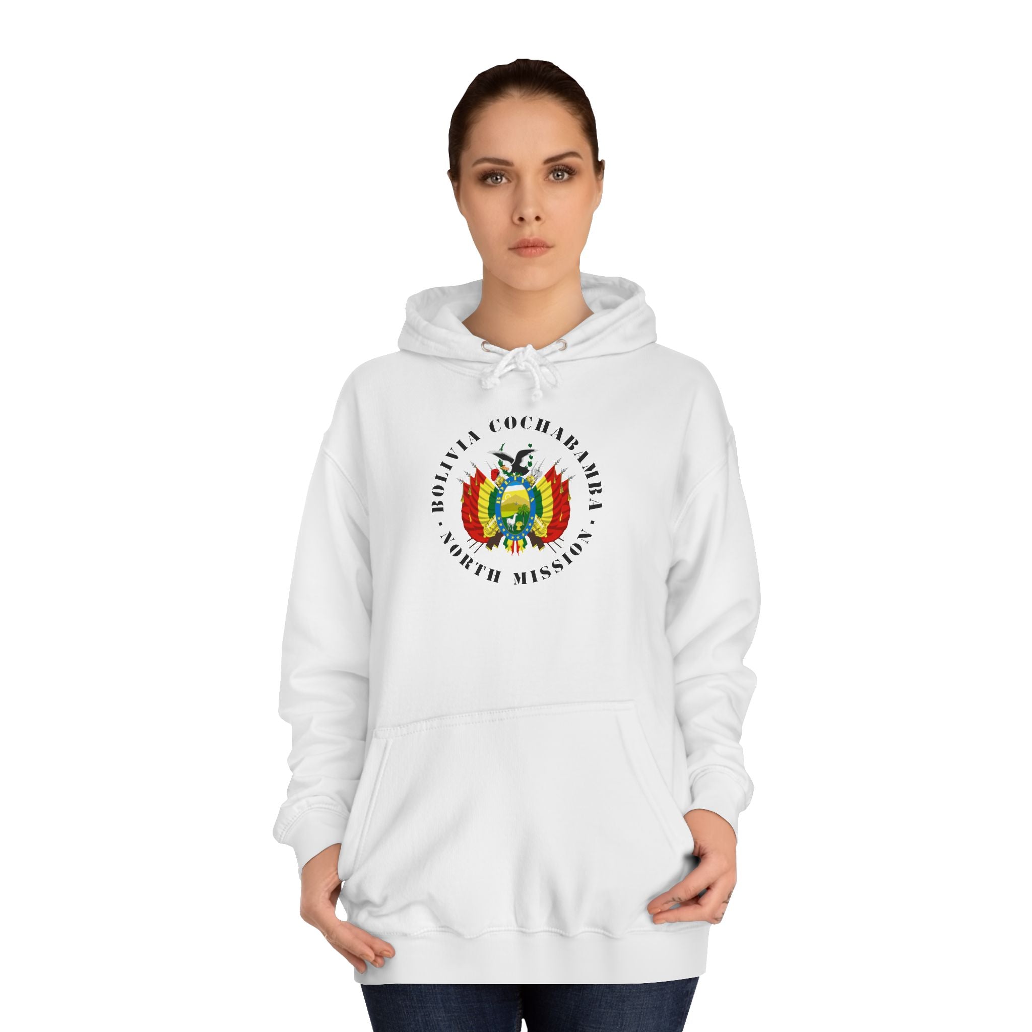 Bolivia Cochabamba North Mission Flag Logo (Black Border) College Hoodie - Mission Wishlist - LDS Missionary Gift Store