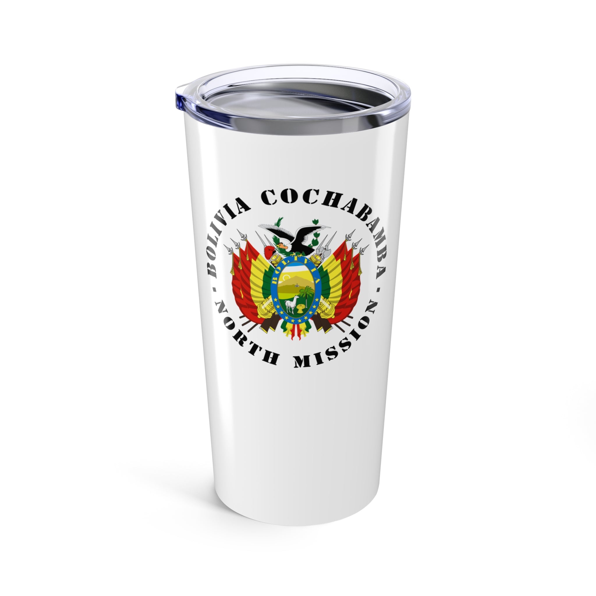 Bolivia Cochabamba North Mission Flag Logo Tumbler 20oz White - Mission Wishlist - LDS Missionary Gift Store