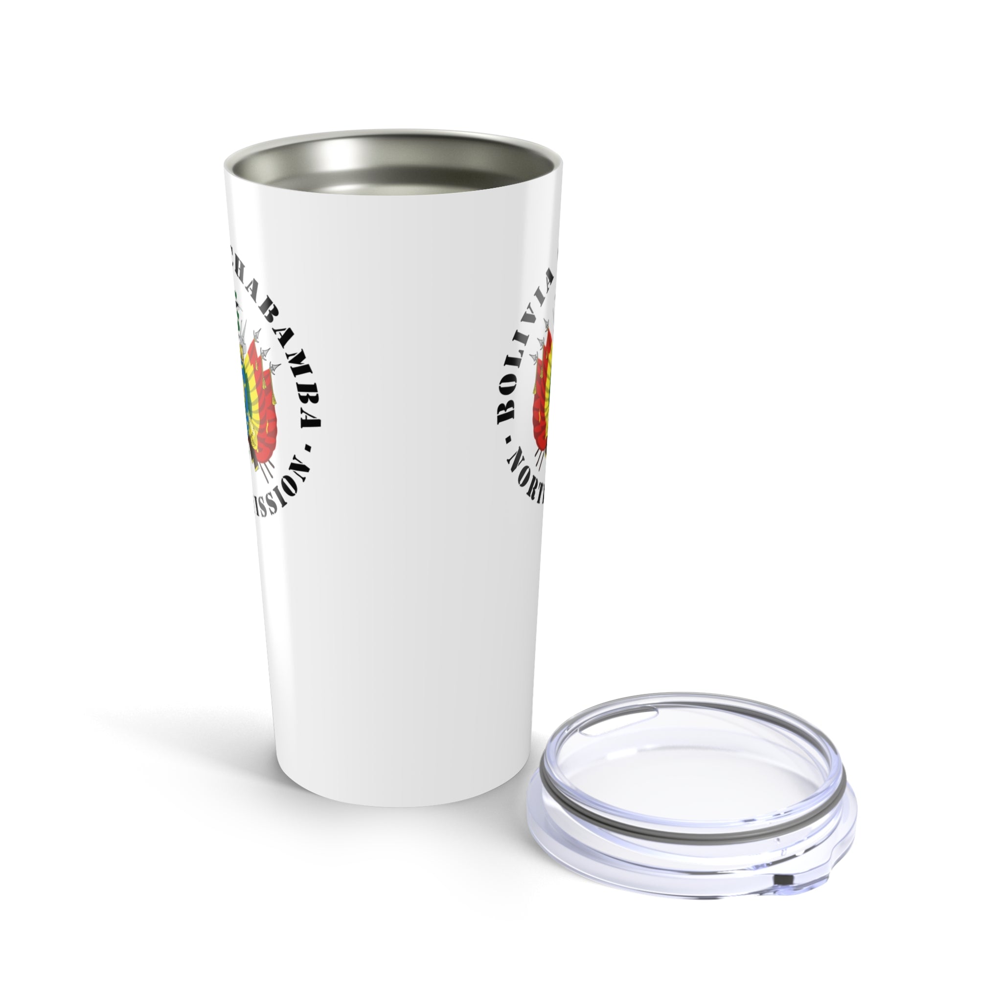 Bolivia Cochabamba North Mission Flag Logo Tumbler 20oz White - Mission Wishlist - LDS Missionary Gift Store