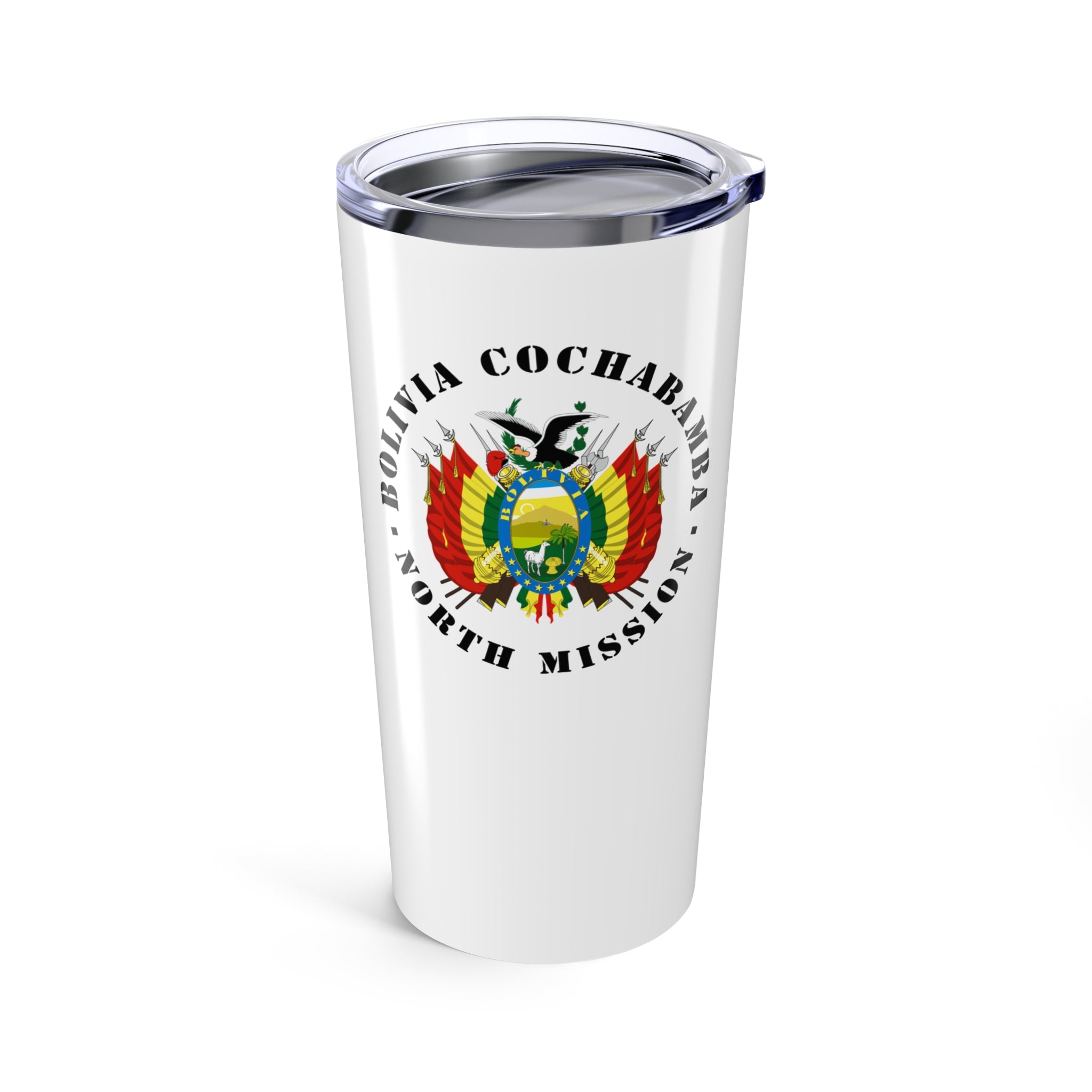 Bolivia Cochabamba North Mission Flag Logo Tumbler 20oz White - Mission Wishlist - LDS Missionary Gift Store
