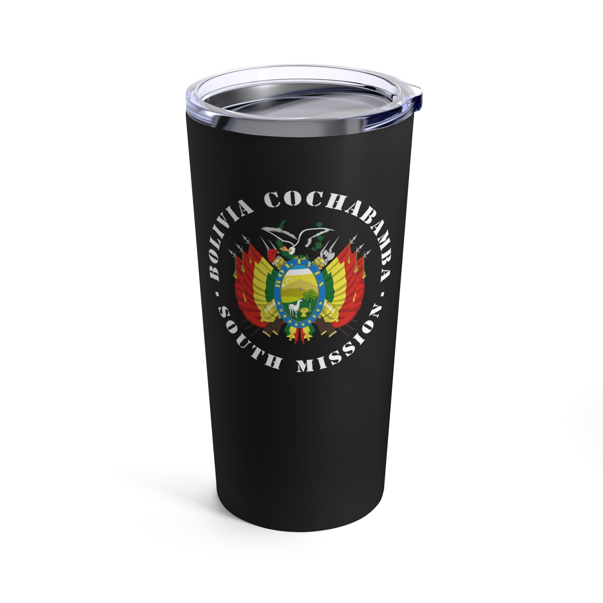Bolivia Cochabamba South Mission Flag Logo Tumbler 20oz Black - Latter-Day Saint LDS Missionary Gift - Book of Mormon