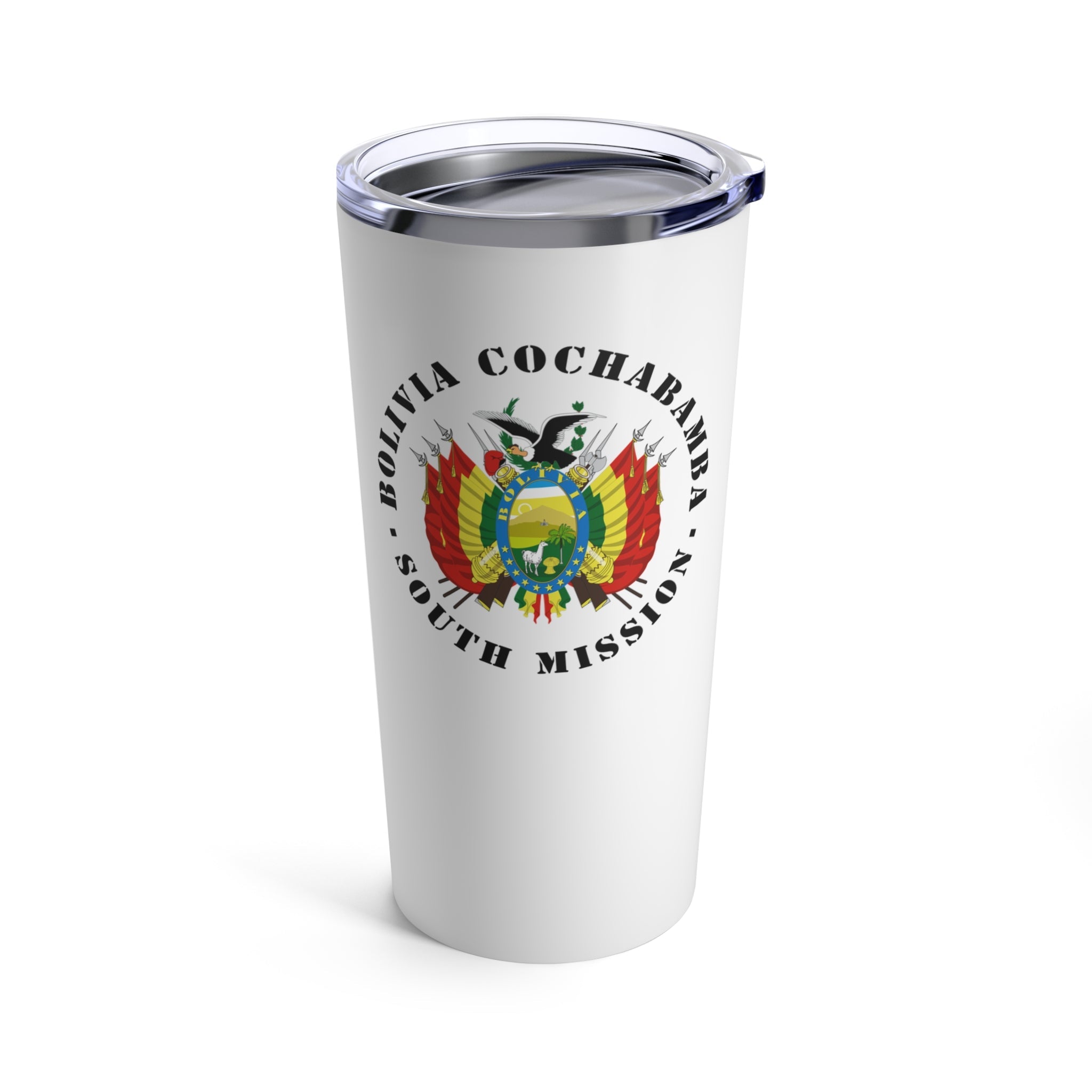 Bolivia Cochabamba South Mission Flag Logo Tumbler 20oz White - Latter-Day Saint LDS Missionary Gift - Book of Mormon