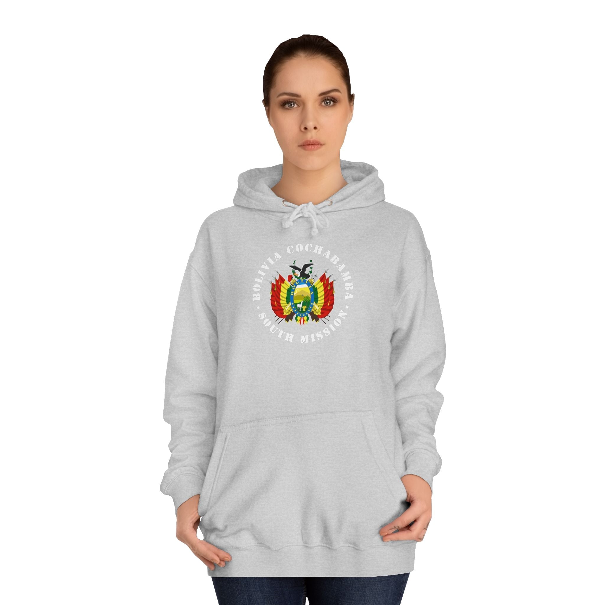 Bolivia Cochabamba South Mission Flag Logo (White Border) College Hoodie - Latter-Day Saint LDS Missionary Gift - Book of Mormon