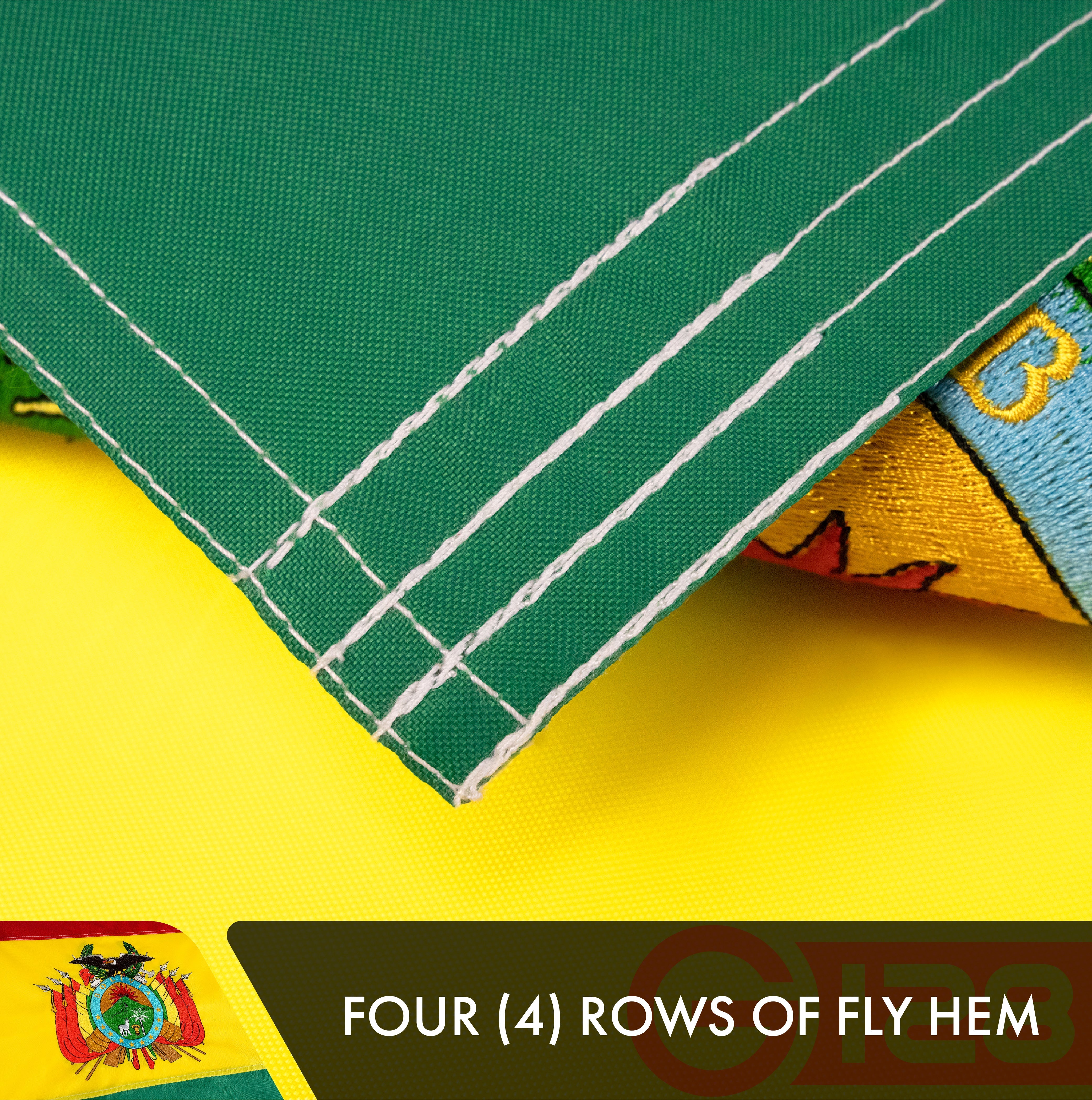 Bolivia (Bolivian) Flag | 3x5 feet | Double Sided Embroidered 210D Indoor/Outdoor, Brass Grommets, Heavy Duty Polyester