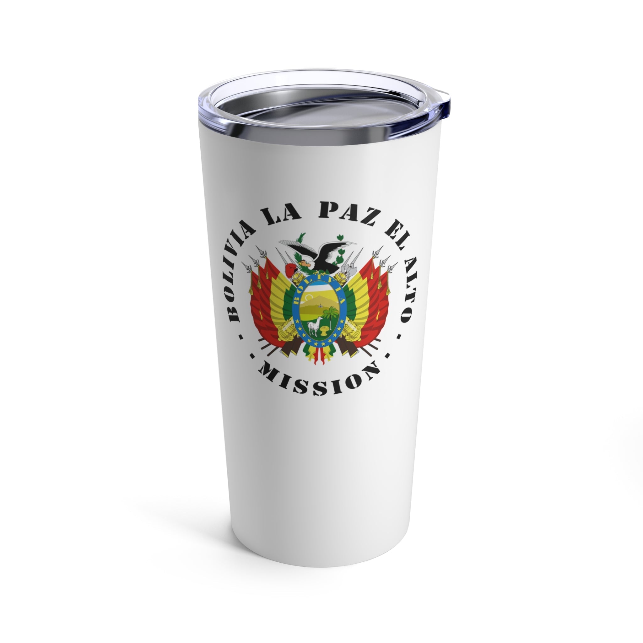 Bolivia La Paz El Alto Mission Flag Logo Tumbler 20oz White - Latter-Day Saint LDS Missionary Gift - Book of Mormon