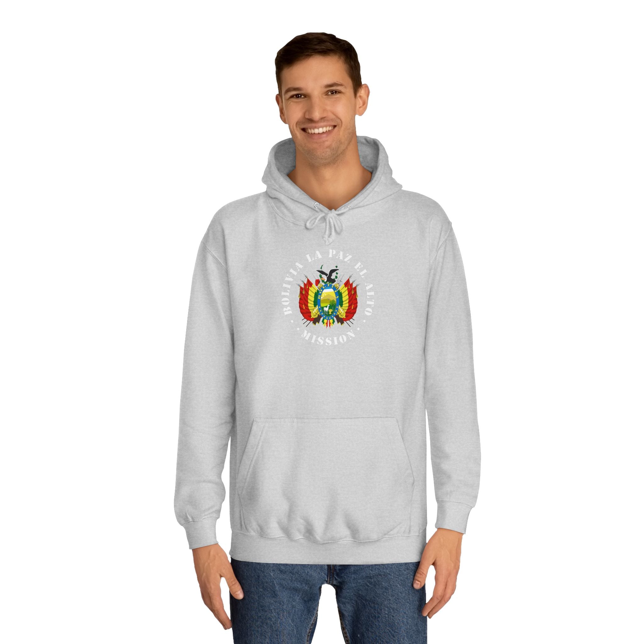 Bolivia La Paz El Alto Mission Flag Logo (White Border) College Hoodie - Latter-Day Saint LDS Missionary Gift - Book of Mormon