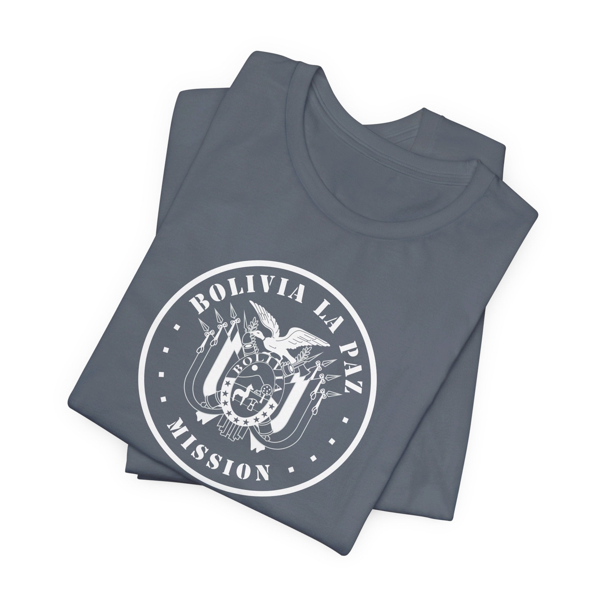 Bolivia La Paz Mission Circular Monochrome Logo T-Shirt - Latter-Day Saint LDS Missionary Gift - Book of Mormon