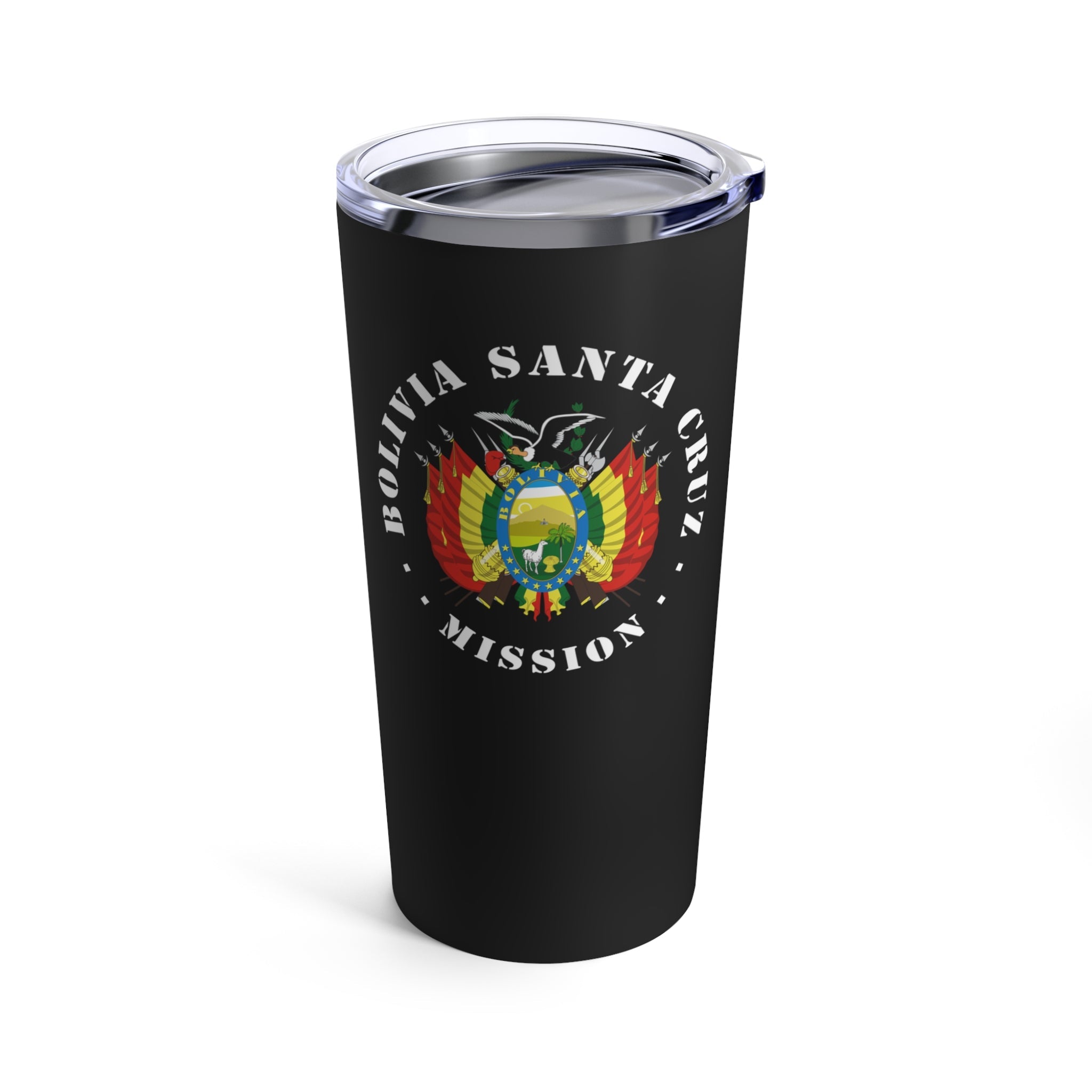 Bolivia Santa Cruz Mission Flag Logo Tumbler 20oz Black - Latter-Day Saint LDS Missionary Gift - Book of Mormon