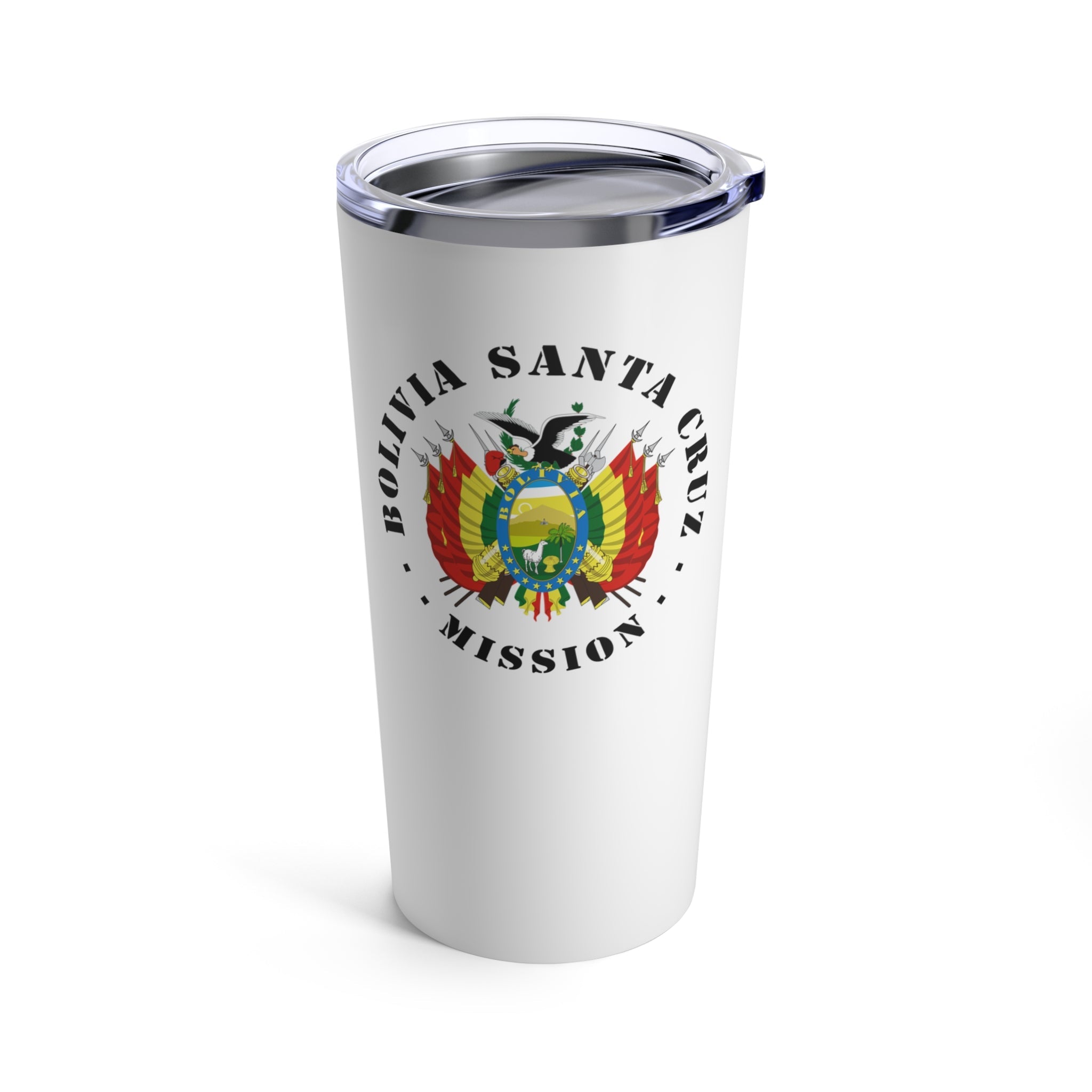 Bolivia Santa Cruz Mission Flag Logo Tumbler 20oz White - Latter-Day Saint LDS Missionary Gift - Book of Mormon
