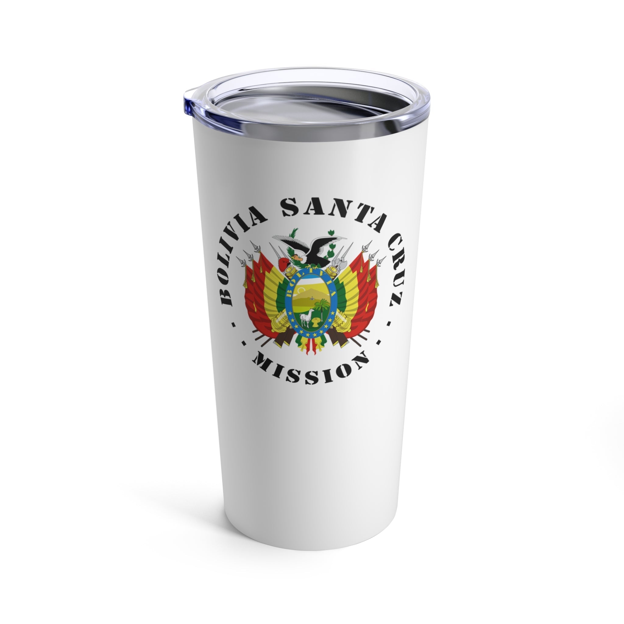 Bolivia Santa Cruz Mission Flag Logo Tumbler 20oz White - Latter-Day Saint LDS Missionary Gift - Book of Mormon