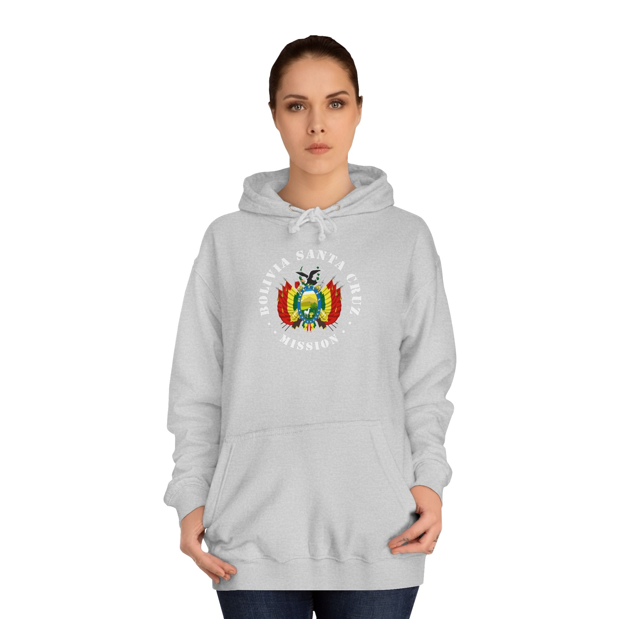 Bolivia Santa Cruz Mission Flag Logo (White Border) College Hoodie - Mission Wishlist - LDS Missionary Gift Store