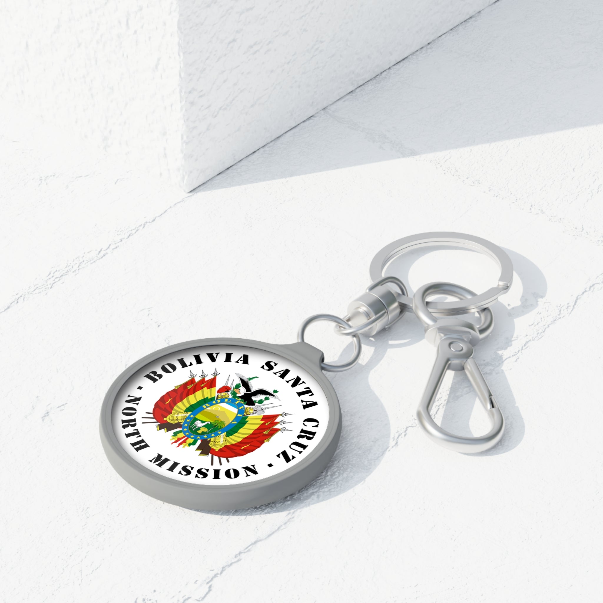 Bolivia Santa Cruz North Mission Circle Flag Key Tag - Latter-Day Saint LDS Missionary Gift - Book of Mormon