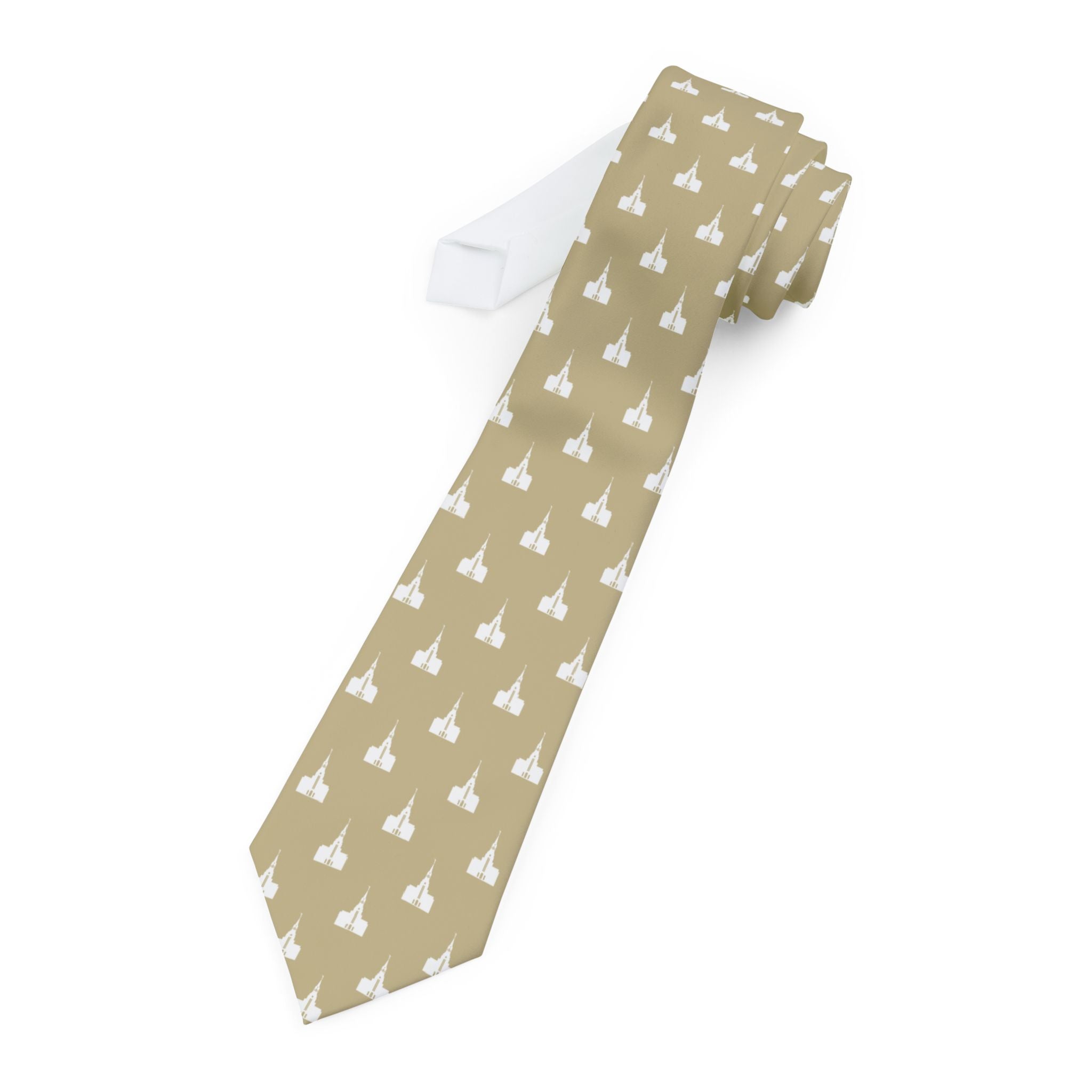 Boston Massachusetts Temple Patterned Neck Tie for Elders (Sand)