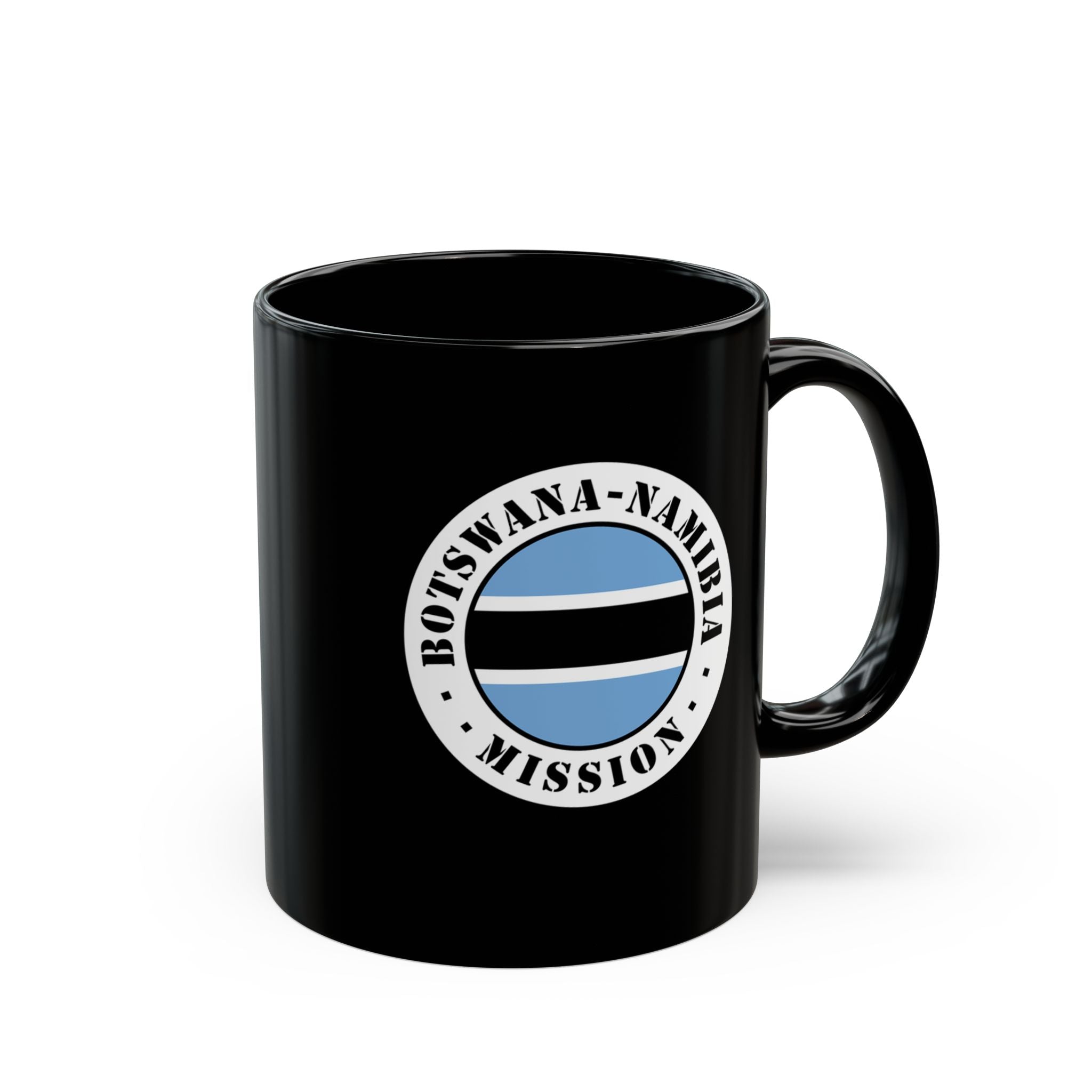 Botswana - Namibia Mission Circular Flag Black Ceramic Mug - Mission Wishlist - LDS Missionary Gift Store