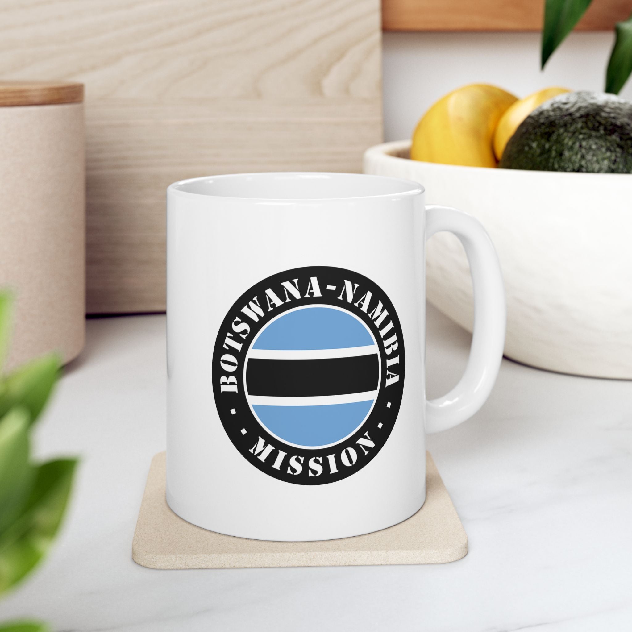 Botswana - Namibia Mission Circular Flag White Ceramic Mug - Mission Wishlist - LDS Missionary Gift Store