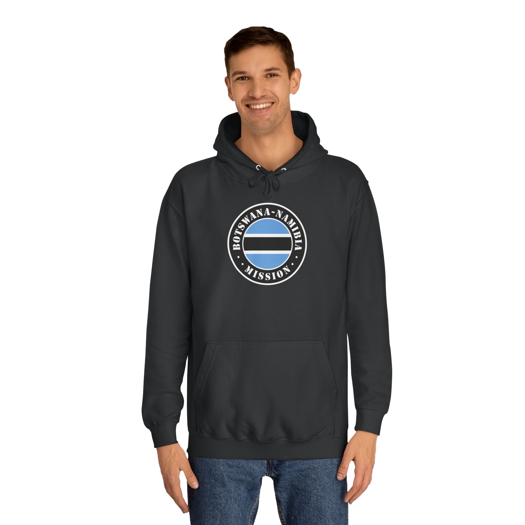 Botswana - Namibia Mission Flag Logo (Black Border) College Hoodie - Mission Wishlist - LDS Missionary Gift Store