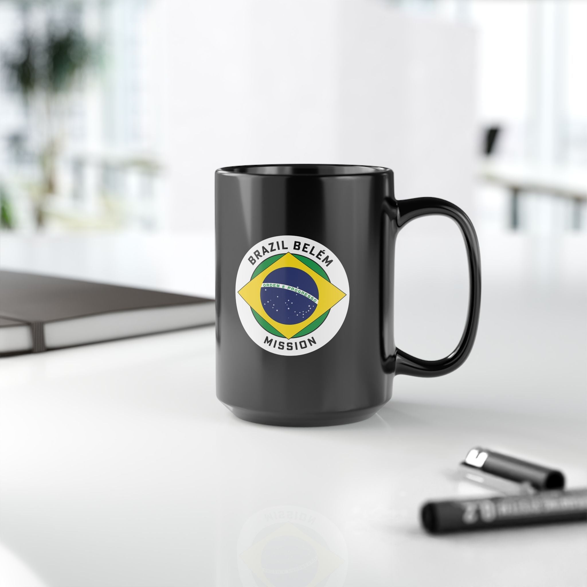 Brazil Belem Mission Circular Flag Black Ceramic Mug - Latter-Day Saint LDS Missionary Gift - Book of Mormon