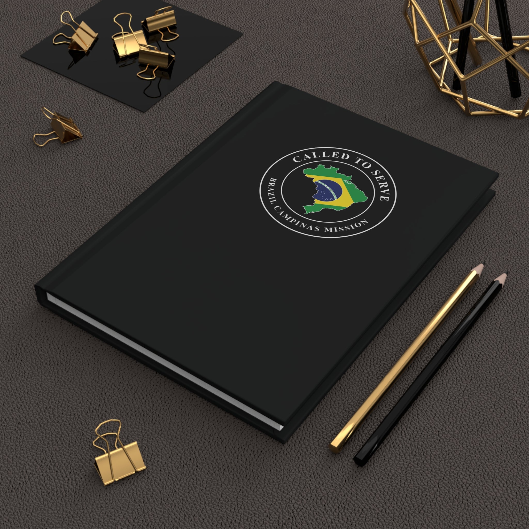 Brazil Campinas Mission Flag Map Called to Serve Black Hardcover Journal Matte - Mission Wishlist - LDS Missionary Gift Store