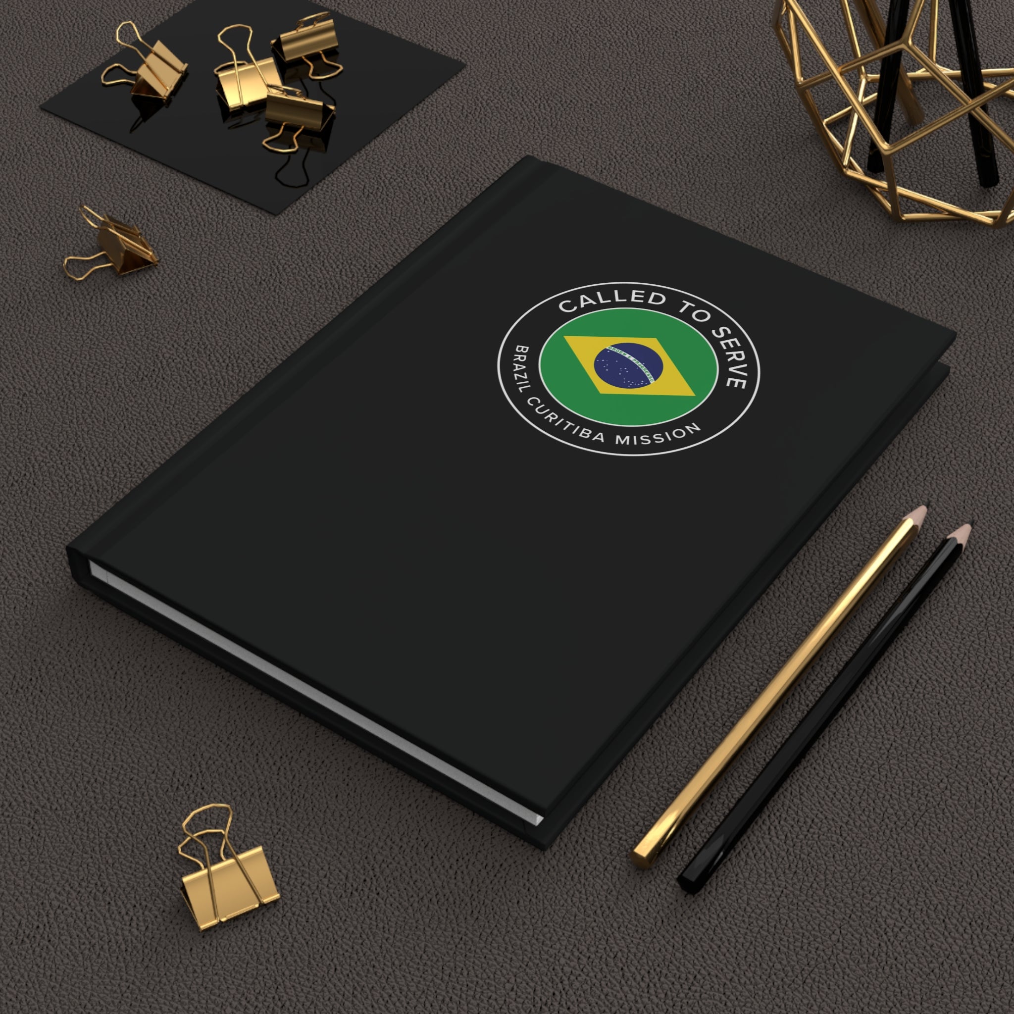 Brazil Curitiba Mission Circle Flag Called to Serve Black Hardcover Journal Matte - Latter-Day Saint LDS Missionary Gift - Book of Mormon
