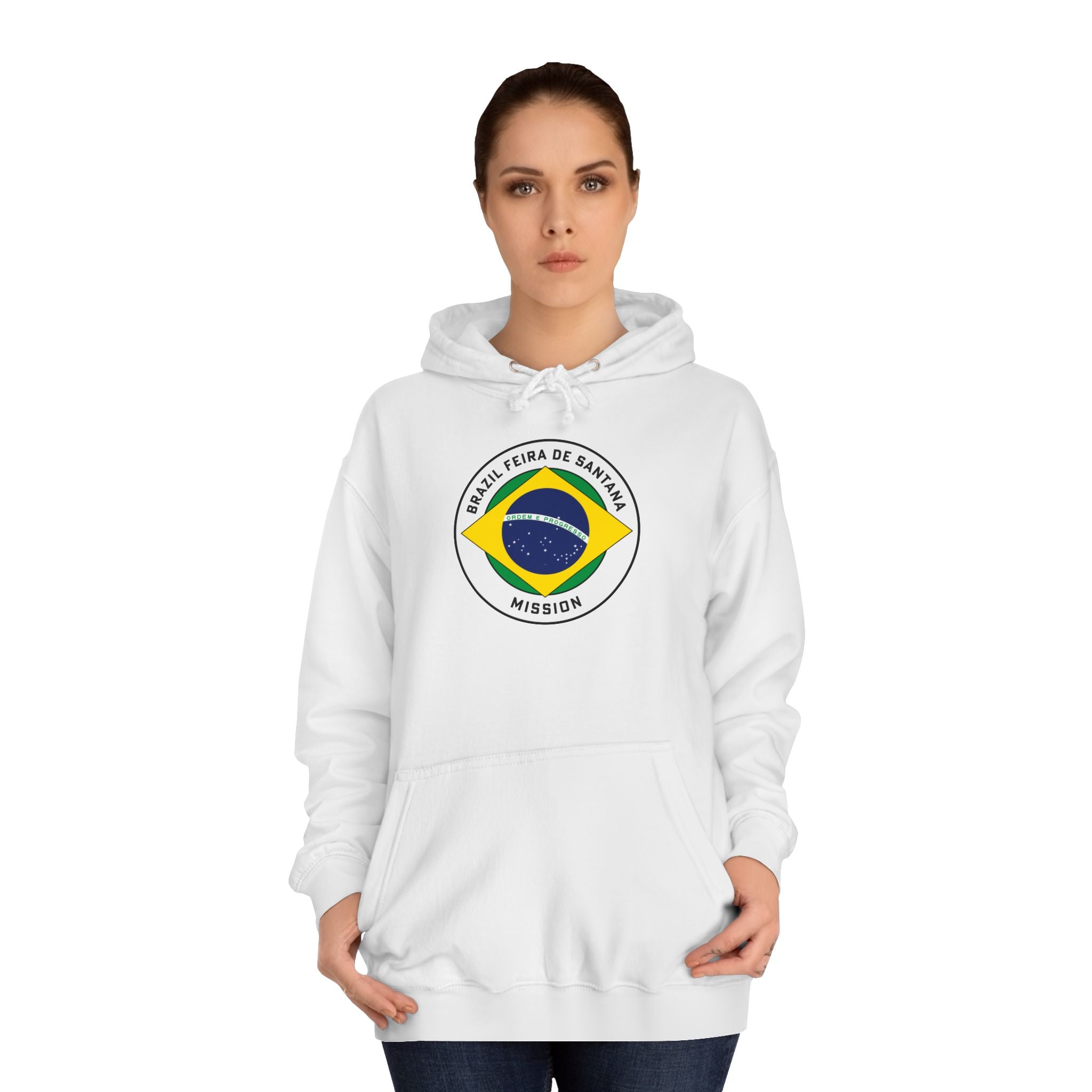 Brazil Feira de Santana Mission Flag Logo (White Border) College Hoodie - Mission Wishlist - LDS Missionary Gift Store