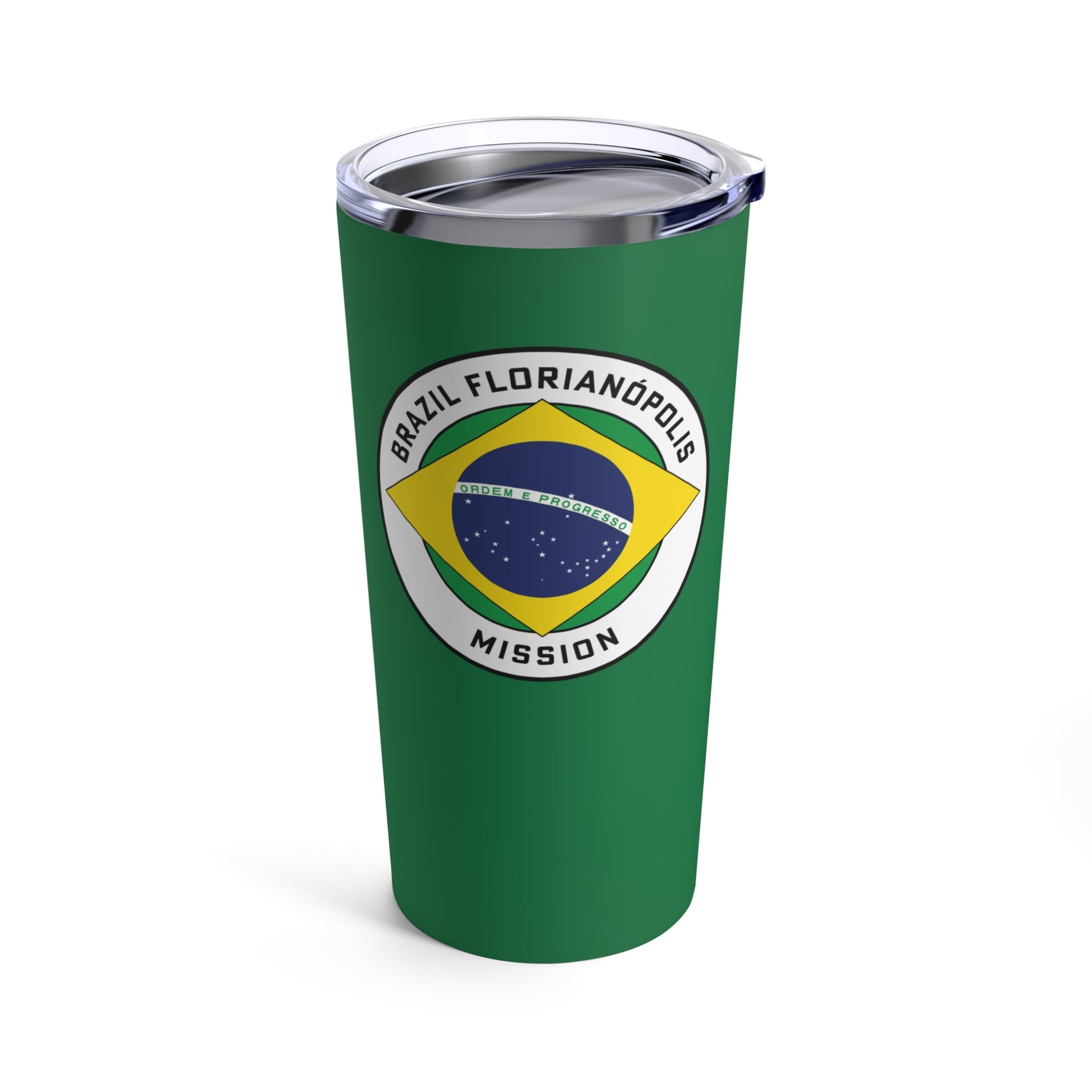 Brazil Florianopolis Mission Flag Logo Tumbler 20oz Green - Latter-Day Saint LDS Missionary Gift - Book of Mormon