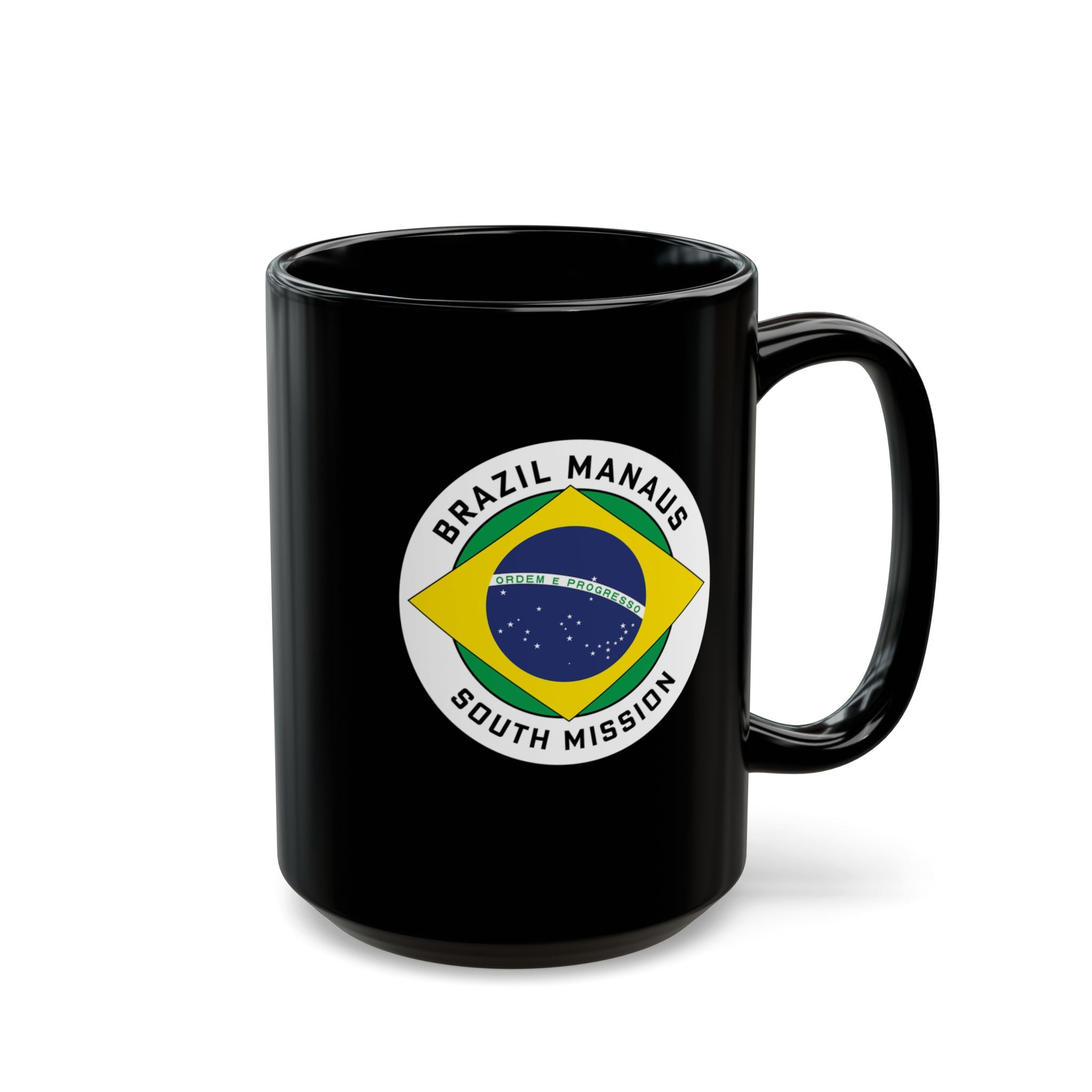Brazil Manaus South Mission Circular Flag Black Ceramic Mug - Latter-Day Saint LDS Missionary Gift - Book of Mormon