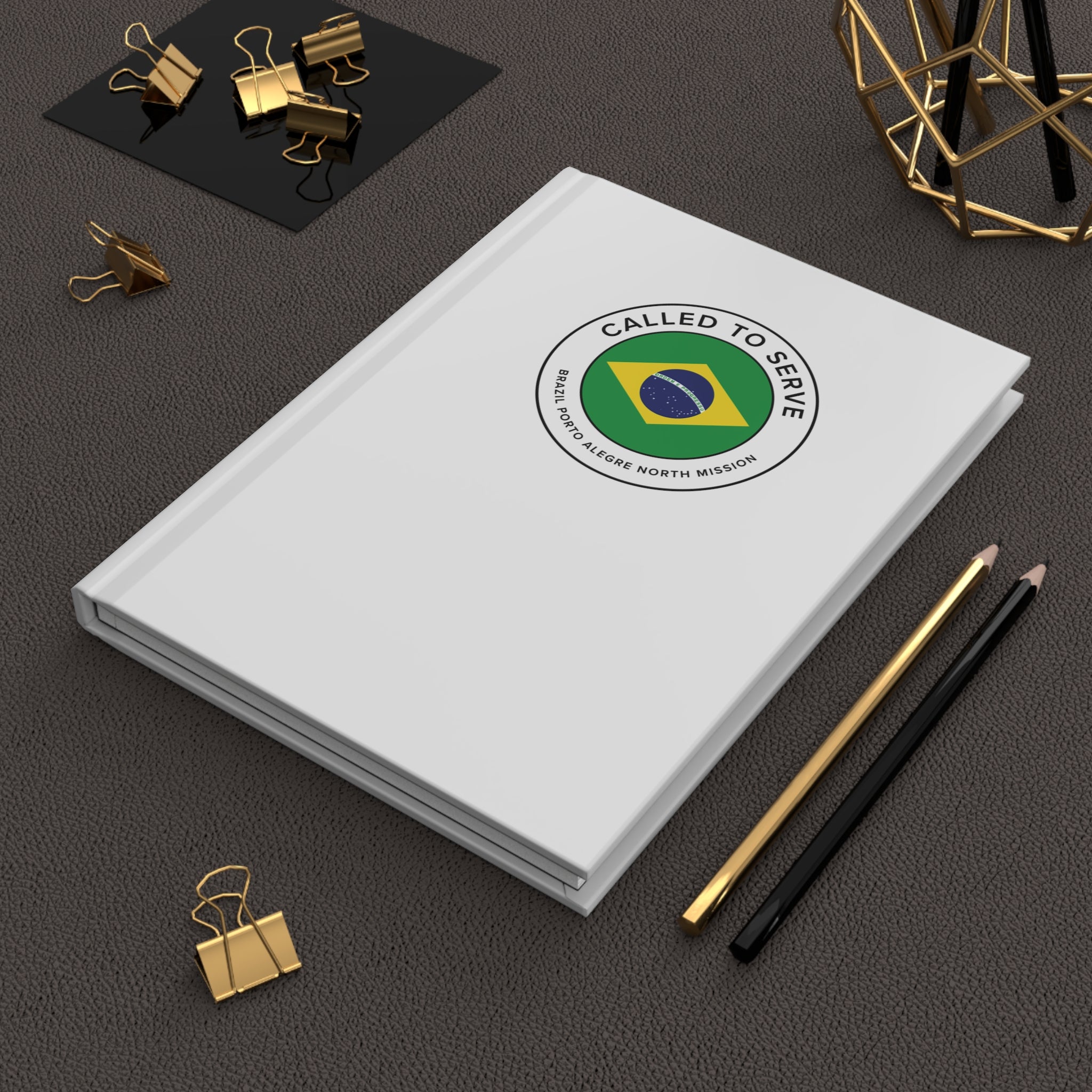 Brazil Porto Alegre North Mission Circle Flag Called to Serve White Hardcover Journal Matte - Latter-Day Saint LDS Missionary Gift - Book of Mormon