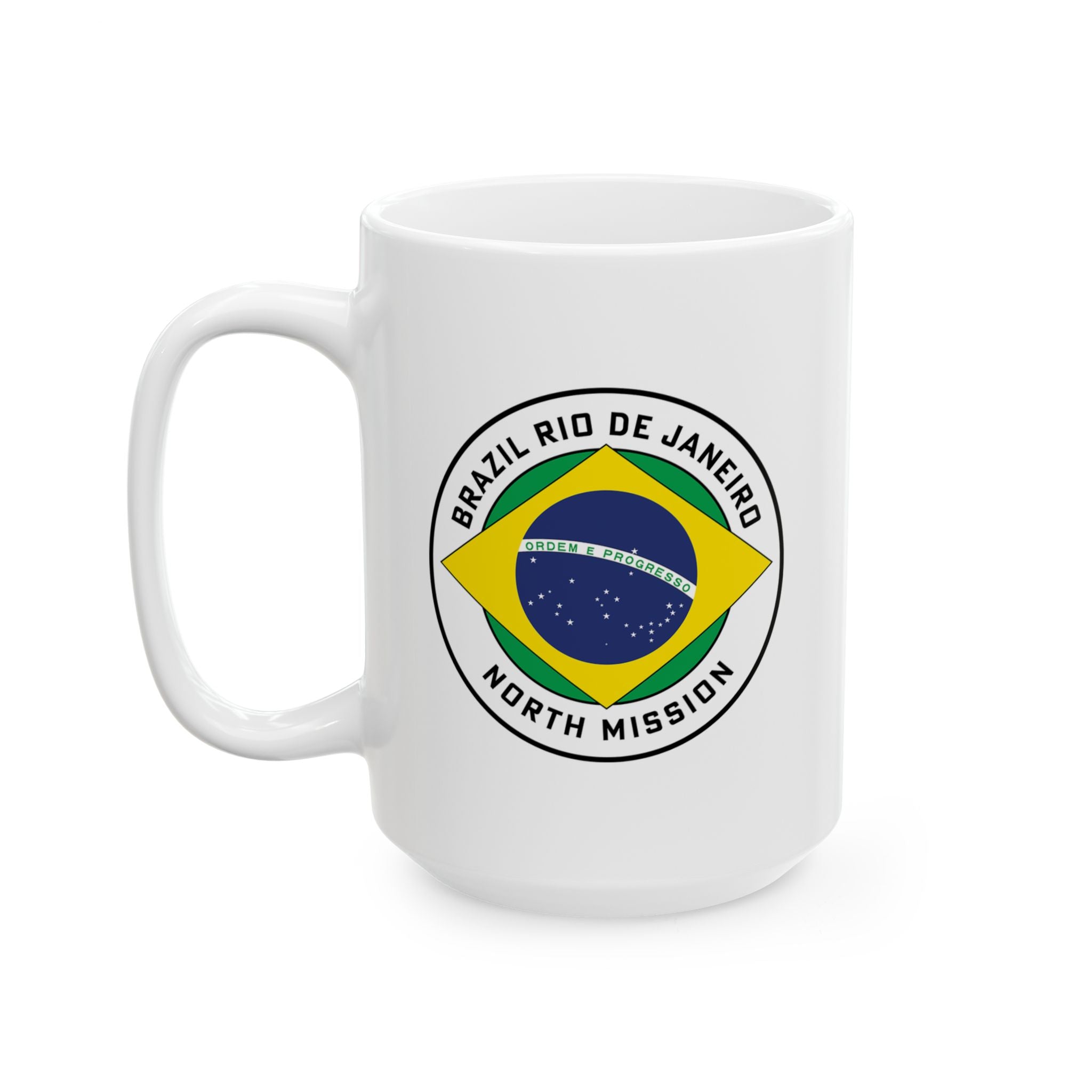 Brazil Rio de Janeiro North Mission Circular Flag White Ceramic Mug - Mission Wishlist - LDS Missionary Gift Store