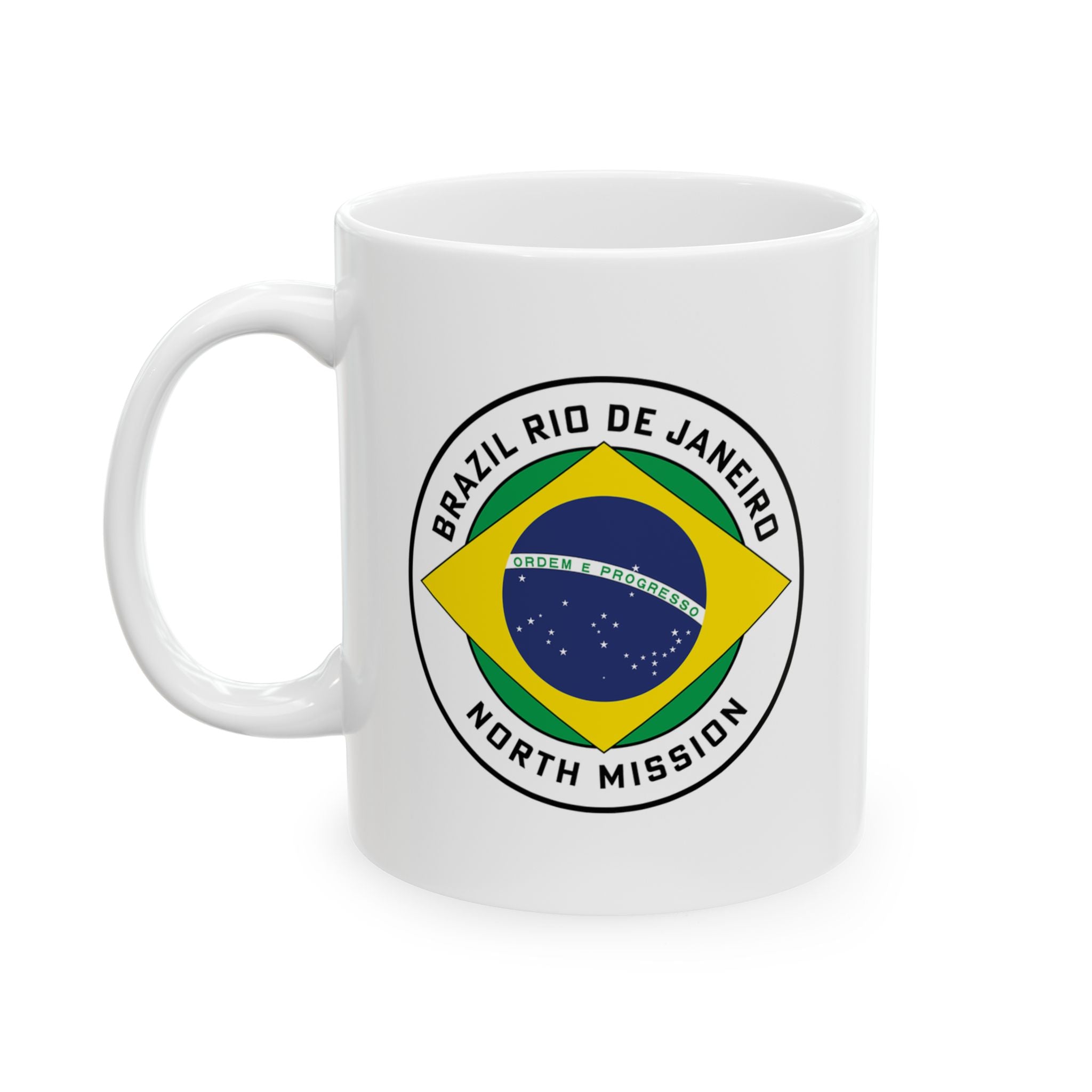 Brazil Rio de Janeiro North Mission Circular Flag White Ceramic Mug - Mission Wishlist - LDS Missionary Gift Store