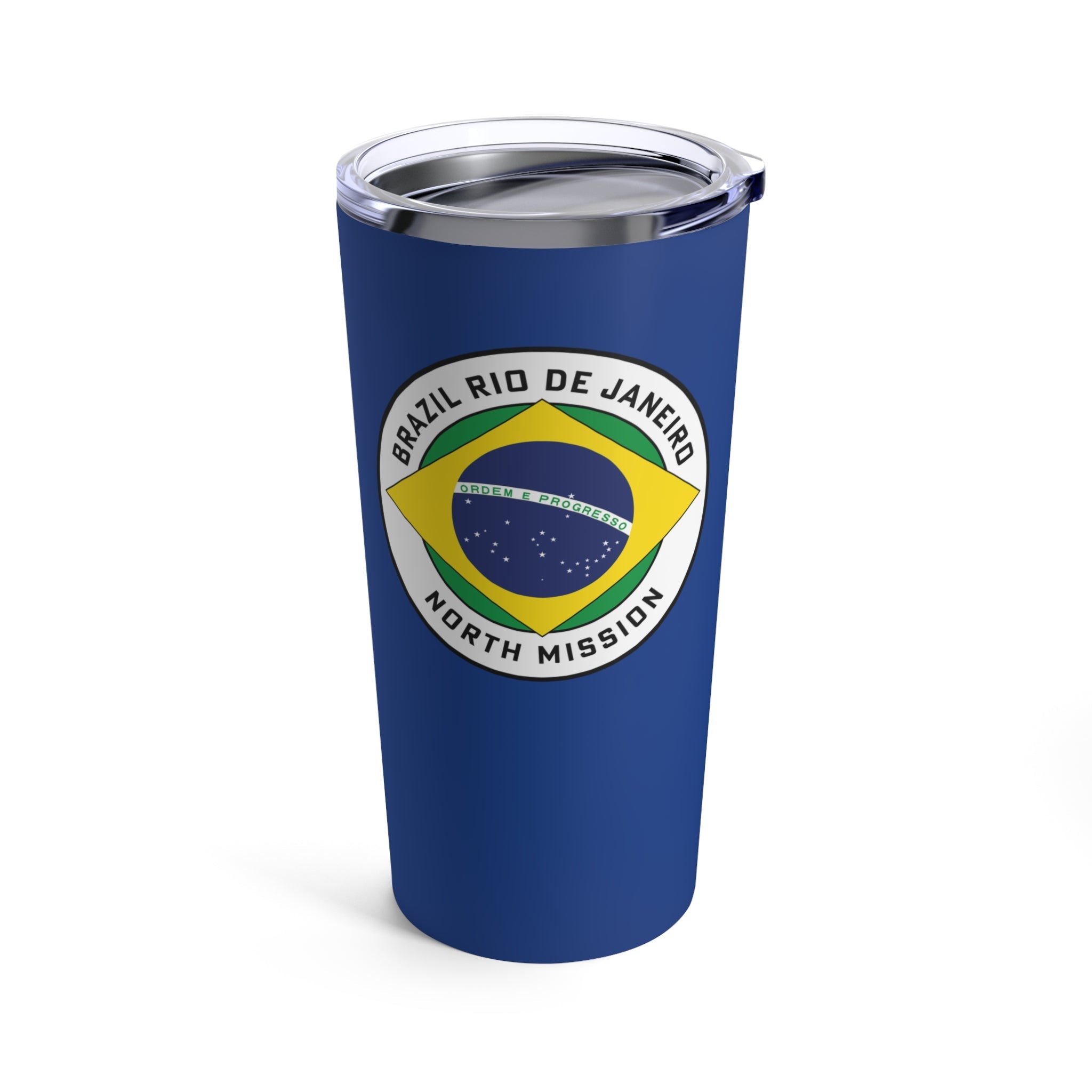 Brazil Rio de Janeiro North Mission Flag Logo Tumbler 20oz Blue - Mission Wishlist - LDS Missionary Gift Store