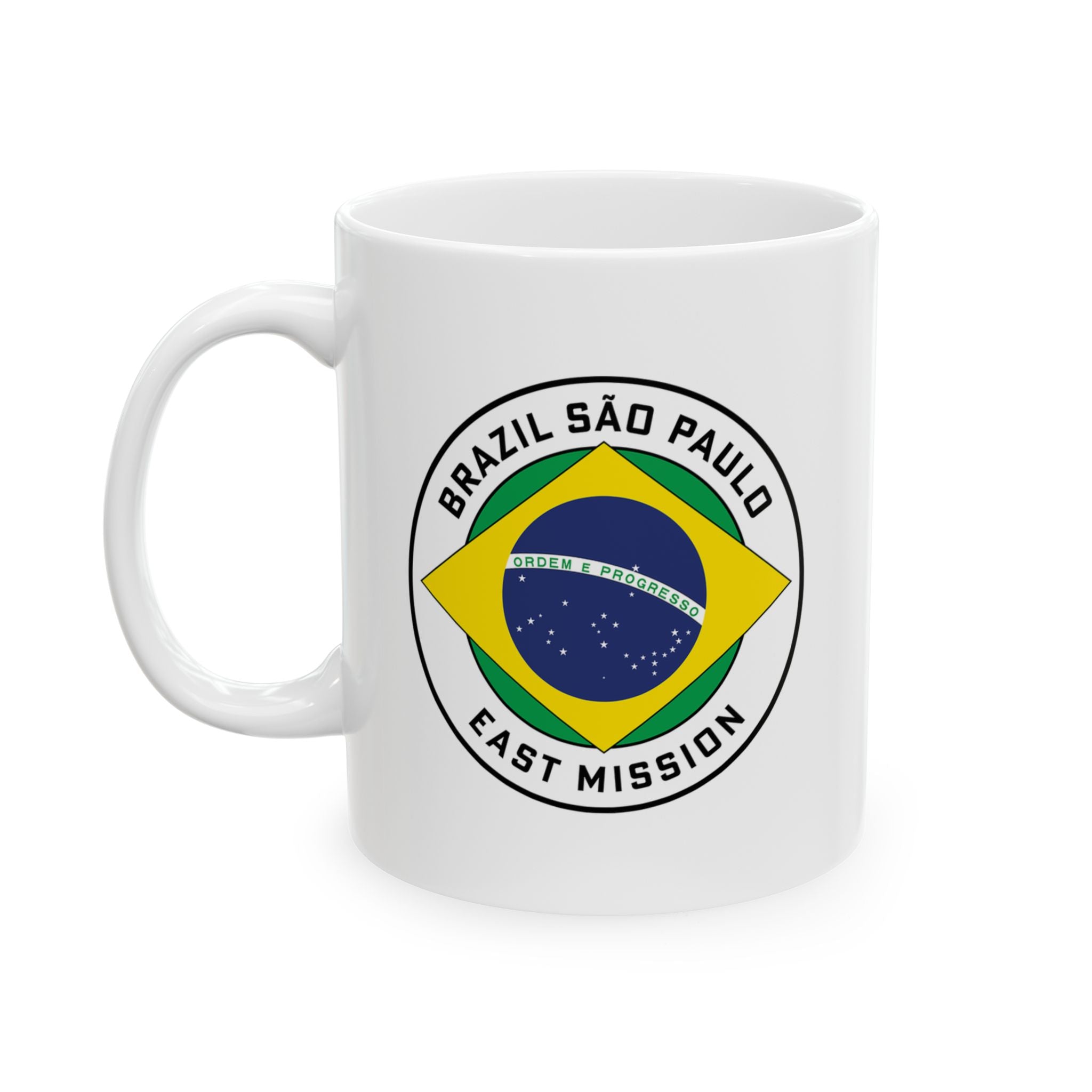 Brazil Sao Paulo East Mission Circular Flag White Ceramic Mug - Latter-Day Saint LDS Missionary Gift - Book of Mormon