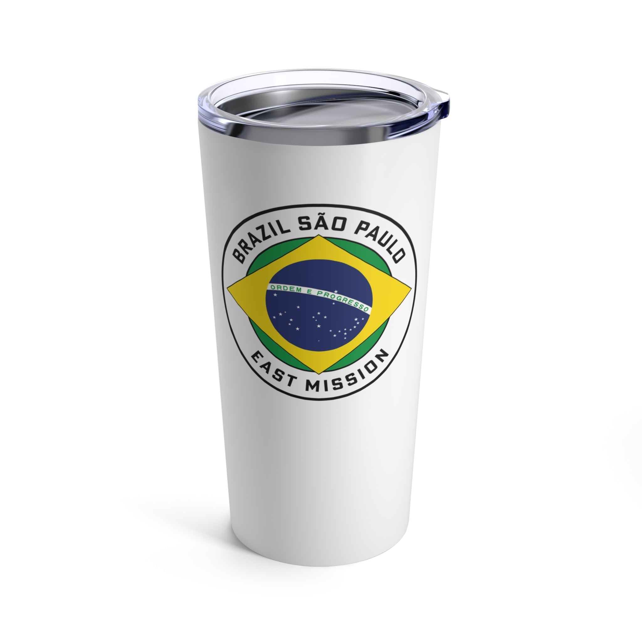 Brazil Sao Paulo East Mission Flag Logo Tumbler 20oz White - Mission Wishlist - LDS Missionary Gift Store