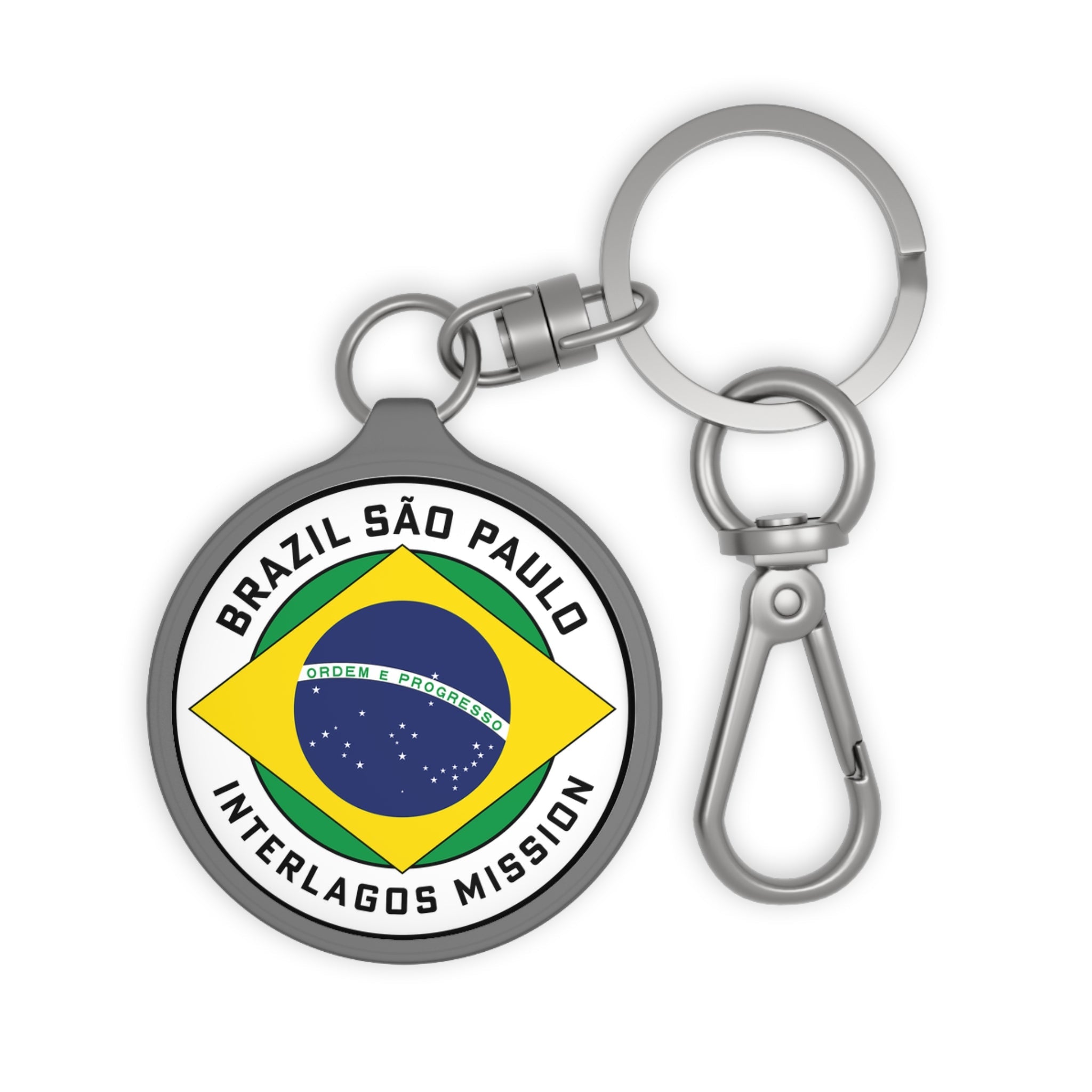 Brazil Sao Paulo Interlagos Mission Circle Flag Key Tag - Latter-Day Saint LDS Missionary Gift - Book of Mormon