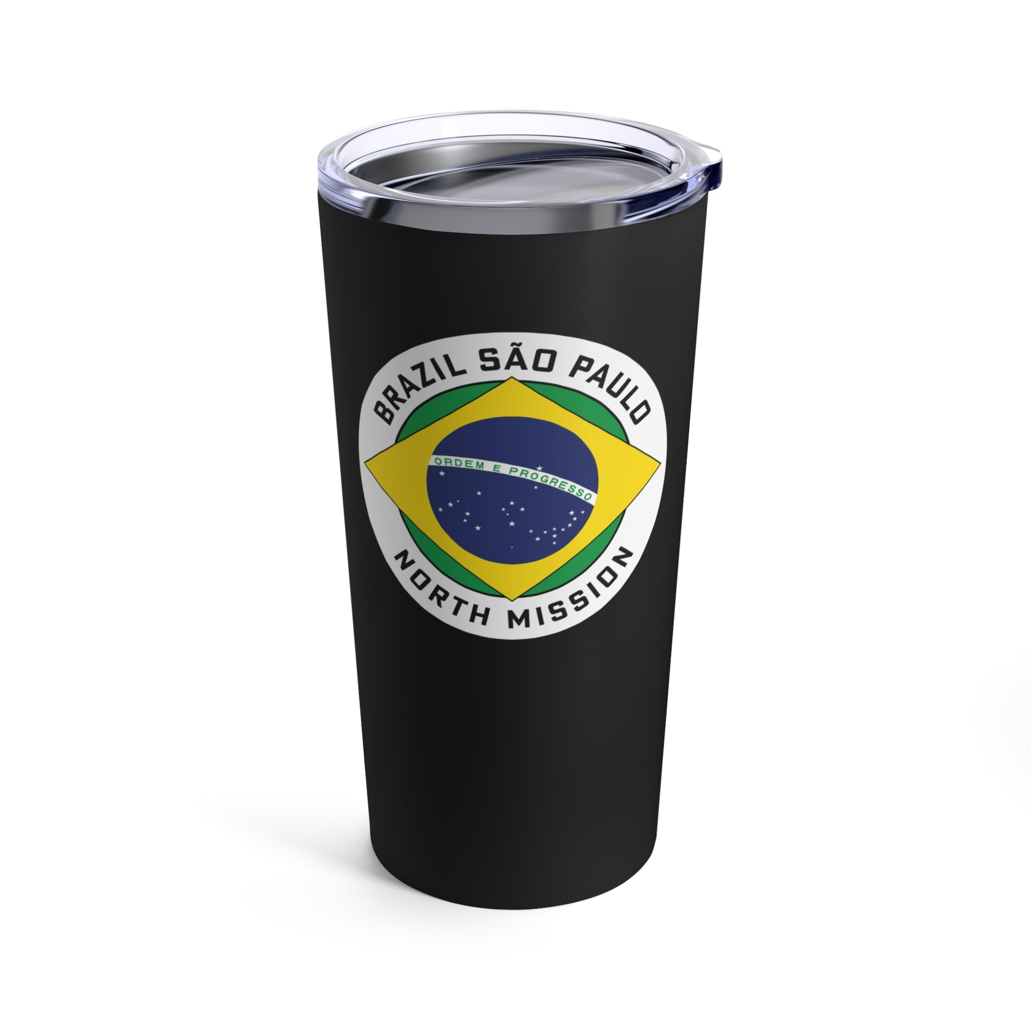 Brazil Sao Paulo North Mission Flag Logo Tumbler 20oz Black - Latter-Day Saint LDS Missionary Gift - Book of Mormon
