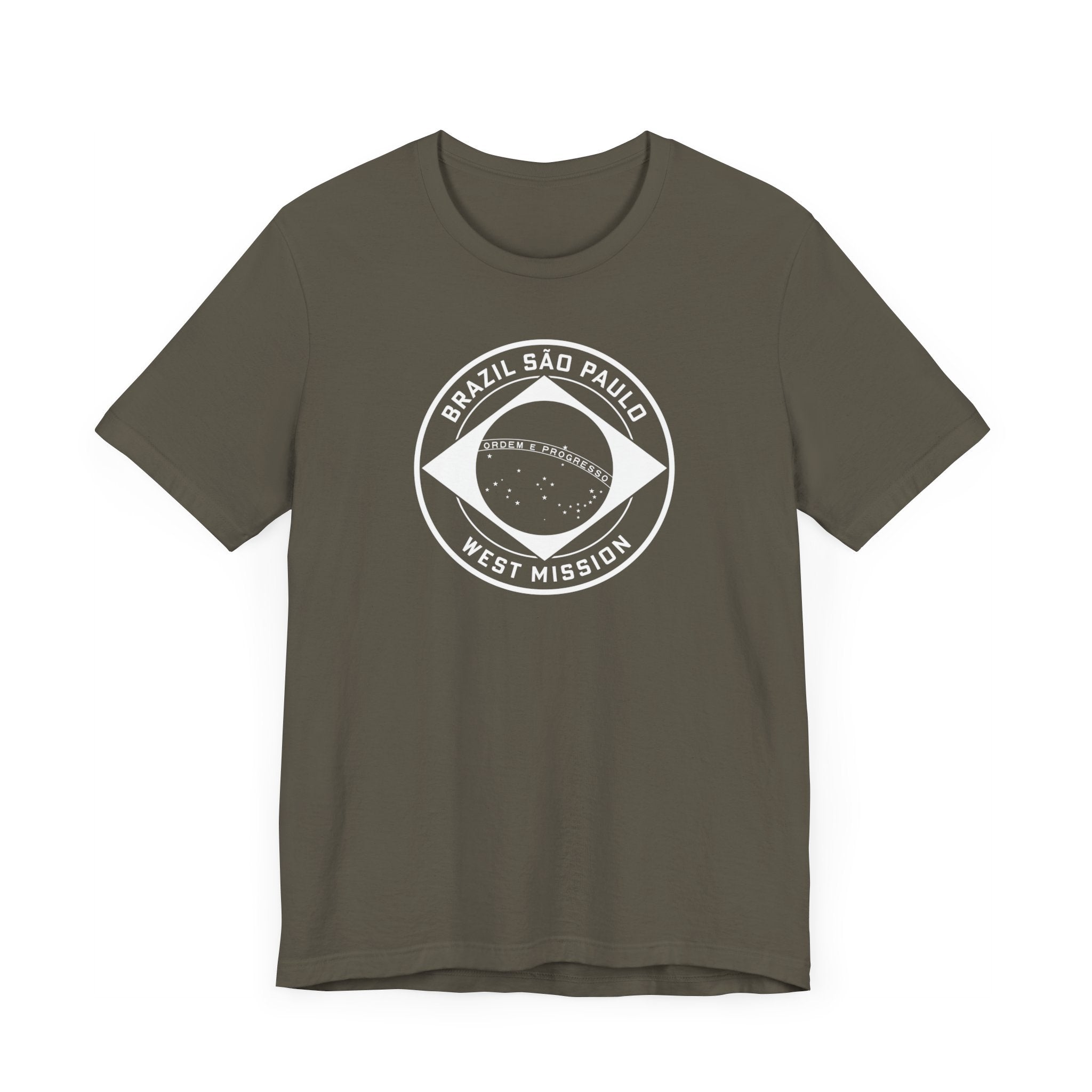Brazil Sao Paulo West Mission Circular Monochrome Logo T-Shirt - Mission Wishlist - LDS Missionary Gift Store