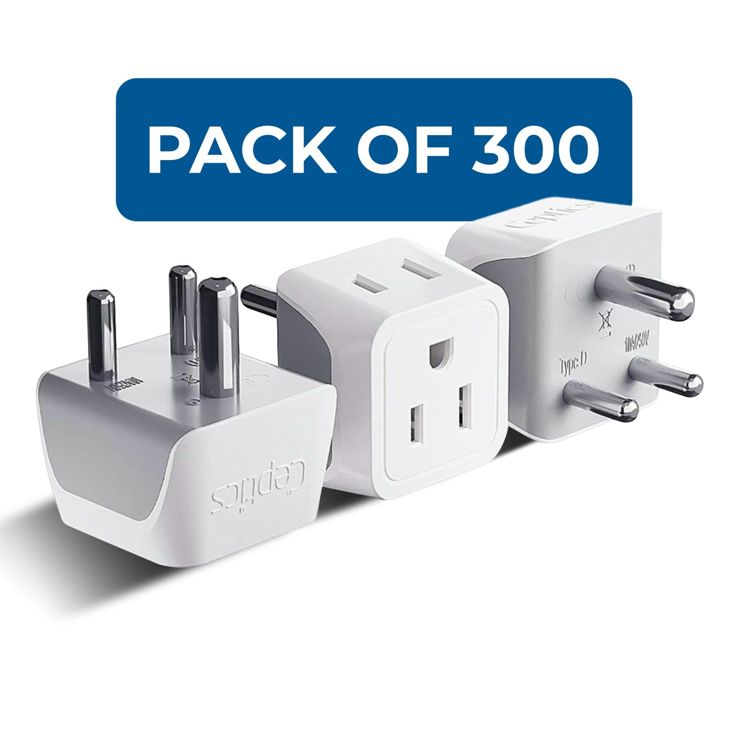 India Travel Adapter - Type D - Ultra Compact (CT-10, 3 Pack)
