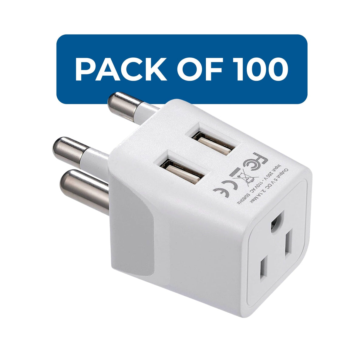 South Africa Travel Adapter - Type M - Dual USB (CTU-10L)