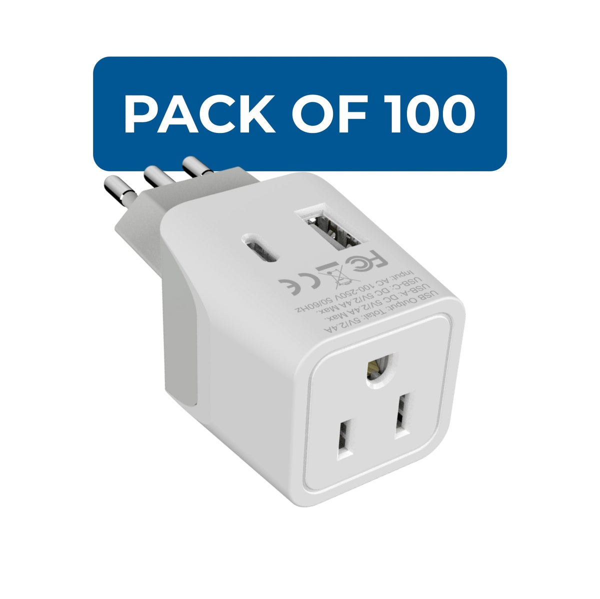 Italy Travel Adapter - Type L - USB-A + USB-C (CTU-12A)