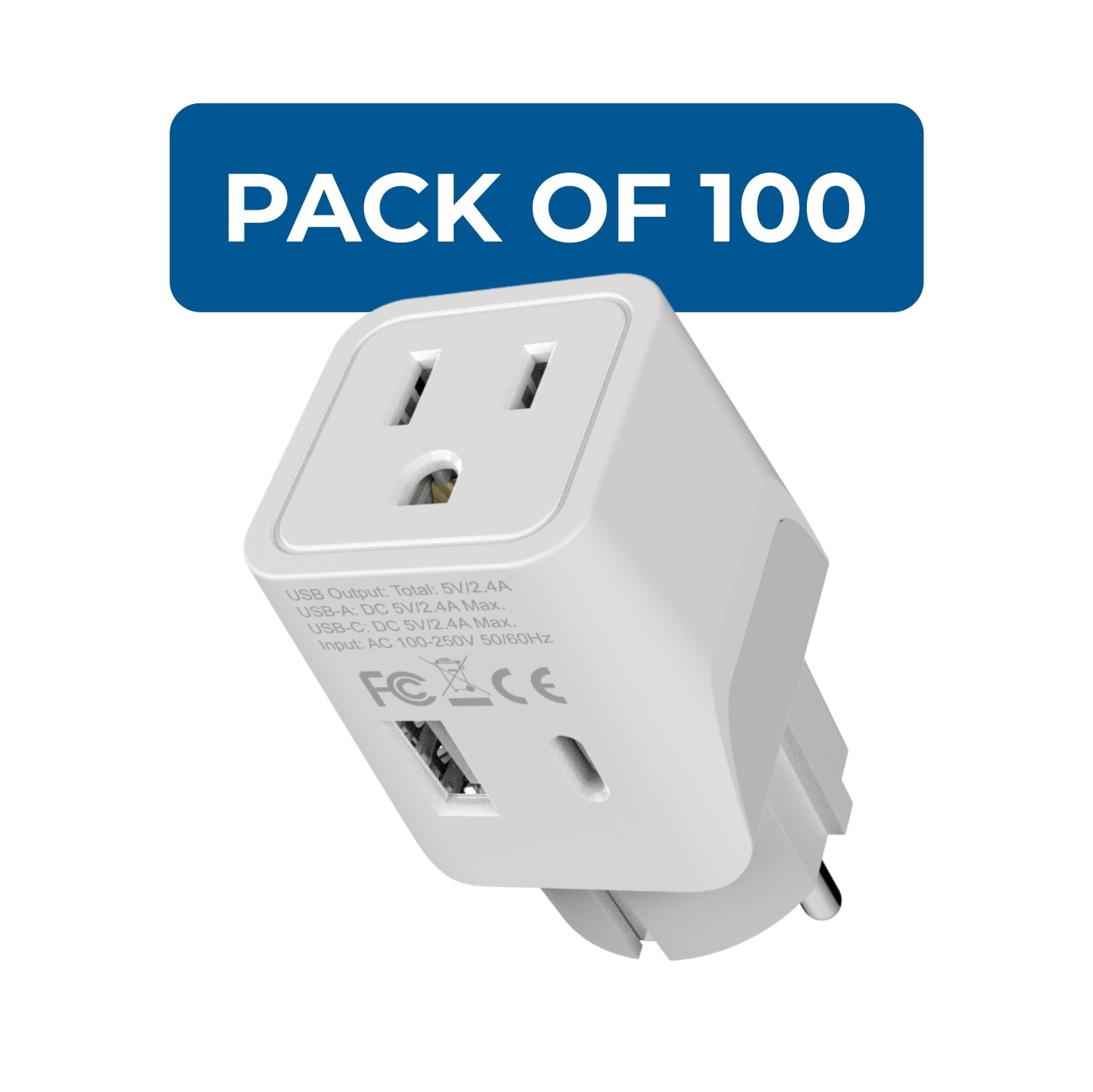 Europe (Schuko) Travel Adapter - Type E/F - USB A + USB C (CTU-9)